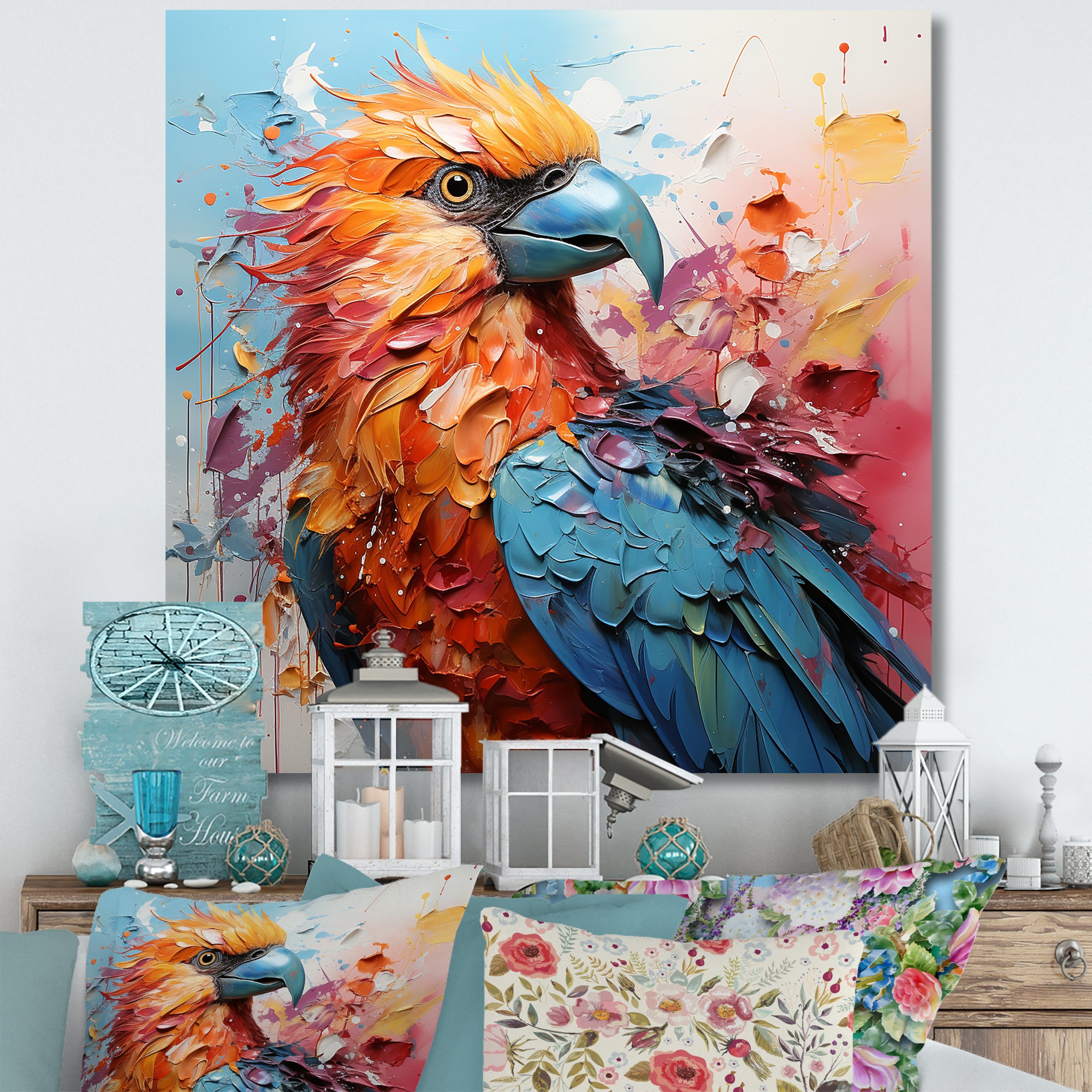 Parrots Colorful Encounters - Parrot Bedroom Wall Art