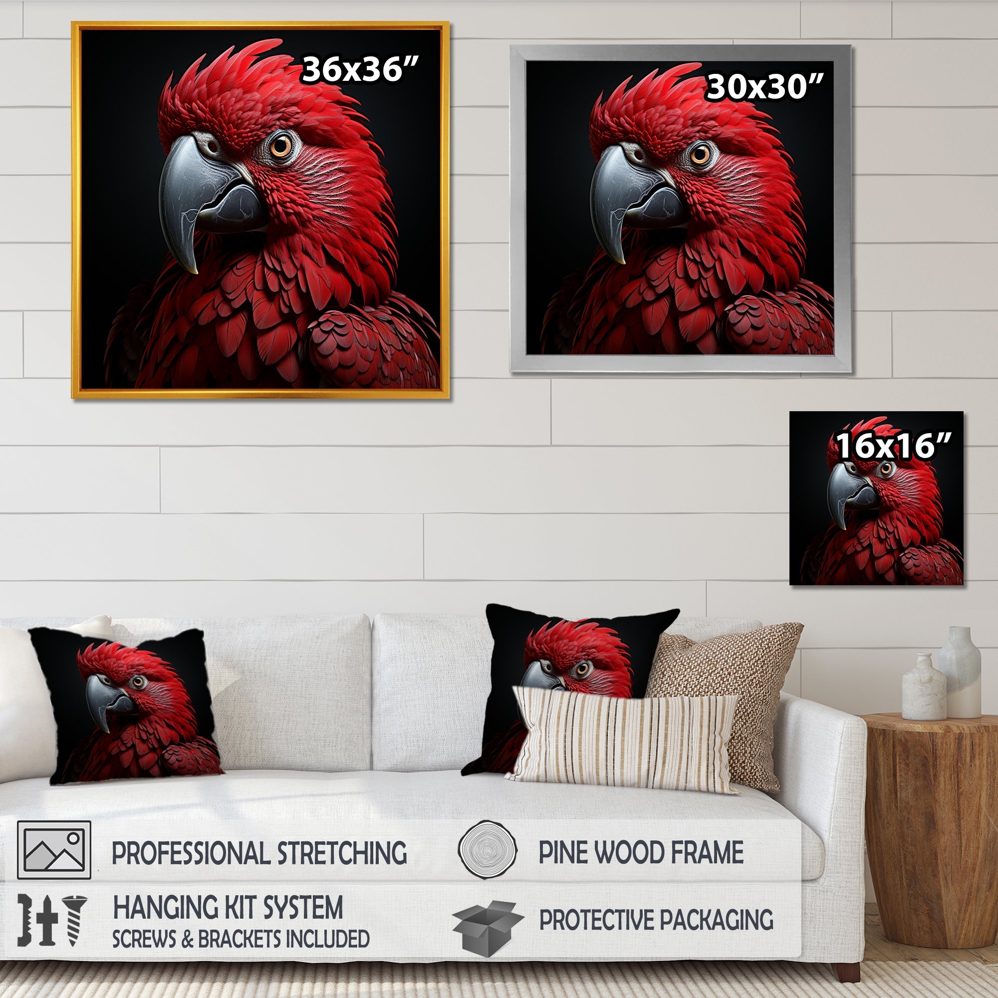 Crimson Elegance Tropical Parrot - Parrot Canvas Wall Art