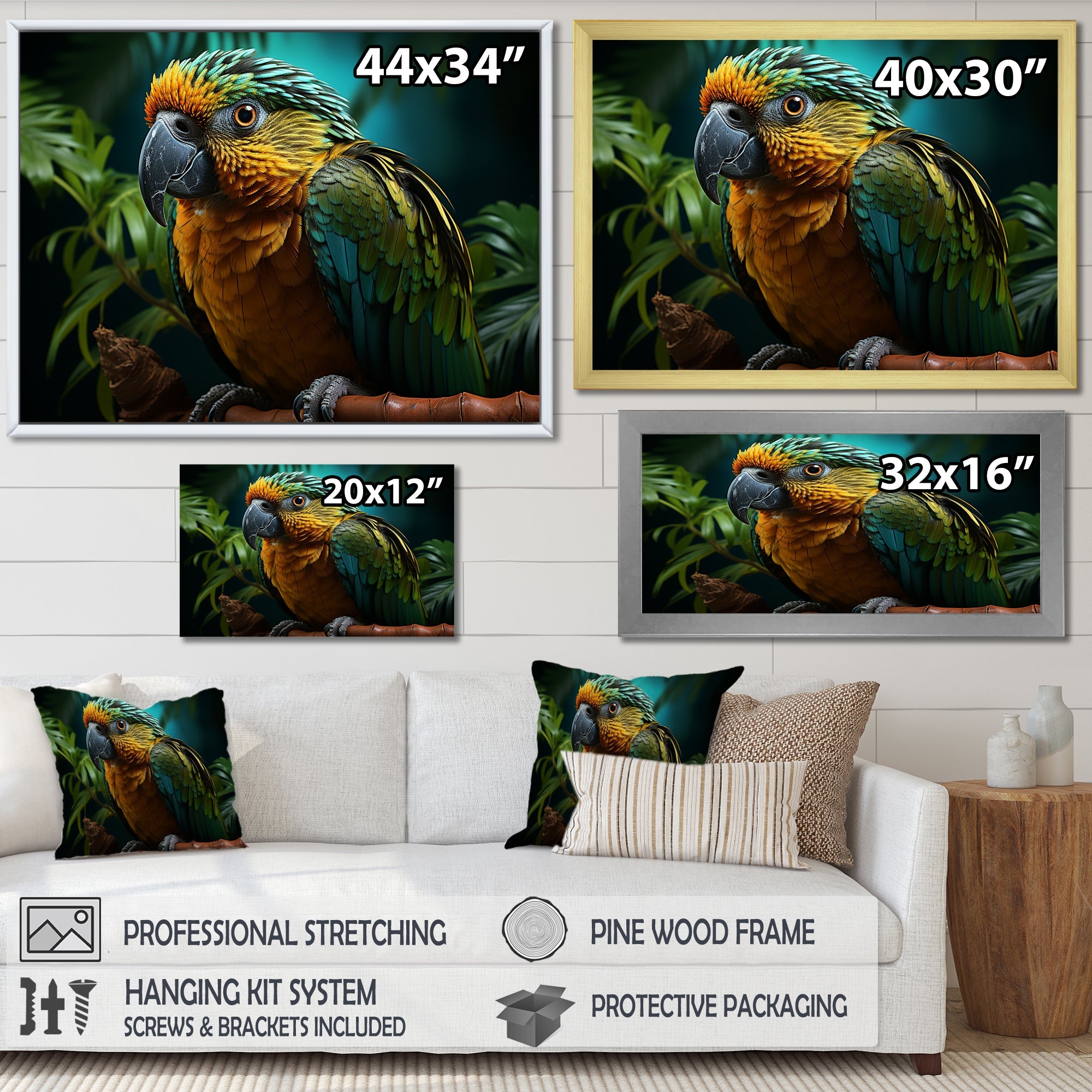 Parrots Emerald Magical Melodies - Parrot Wall Art Prints