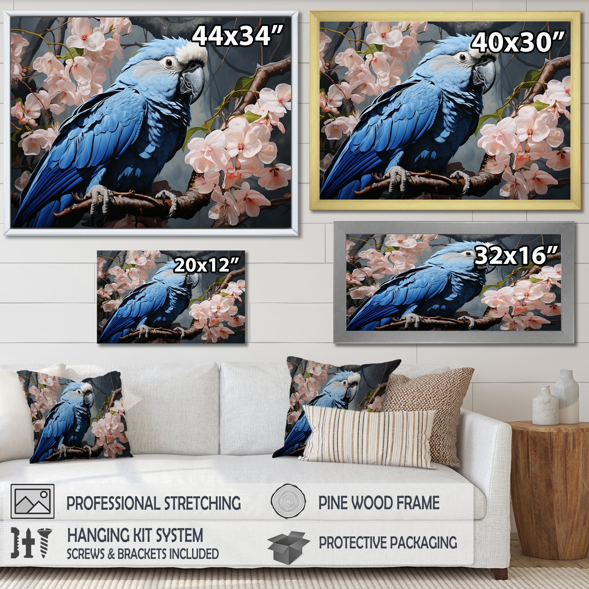 Ephemeral Plumage Charisma - Blue Parrot Wall Art