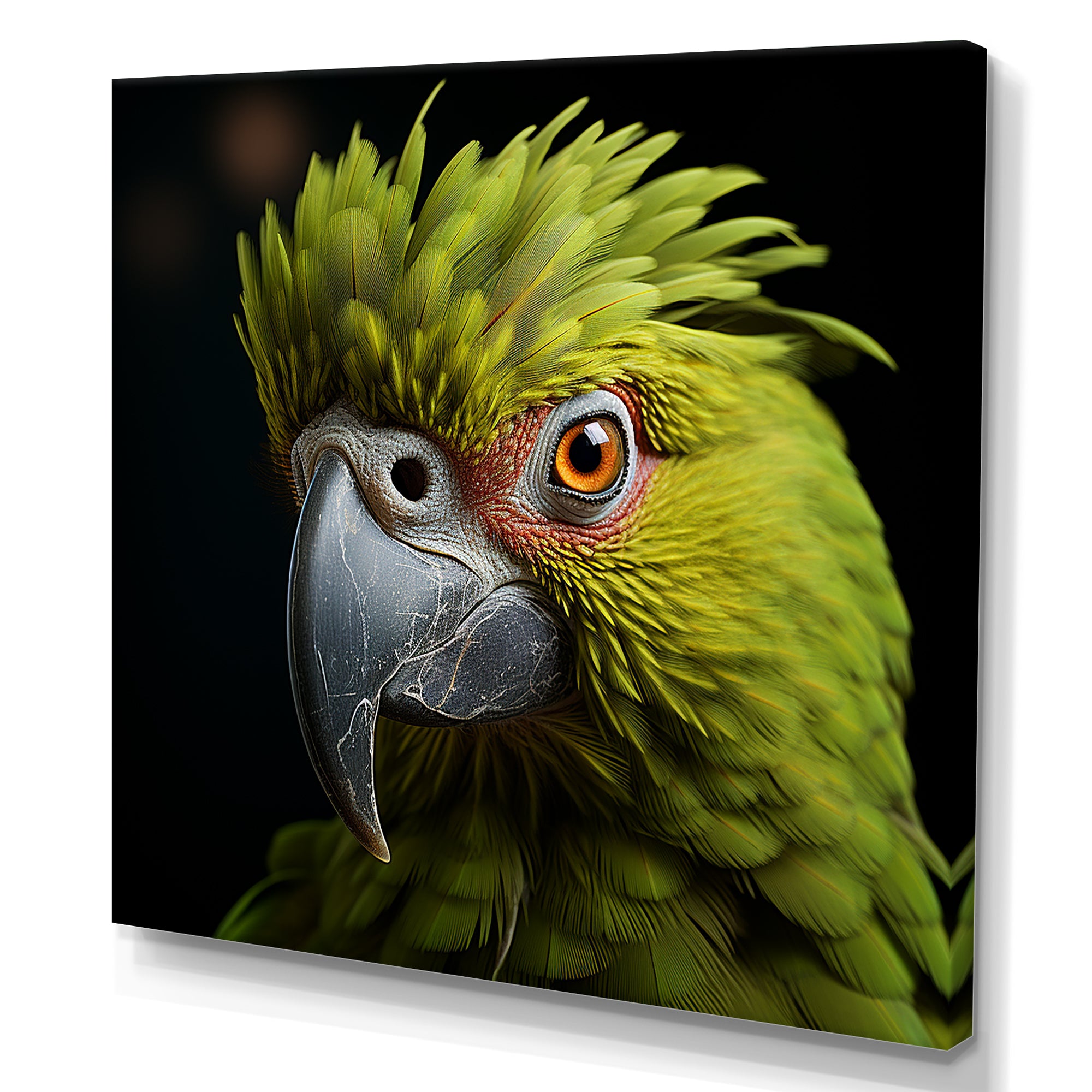 Green Eternal Feathered Vibrance - Parrot Framed Canvas Art