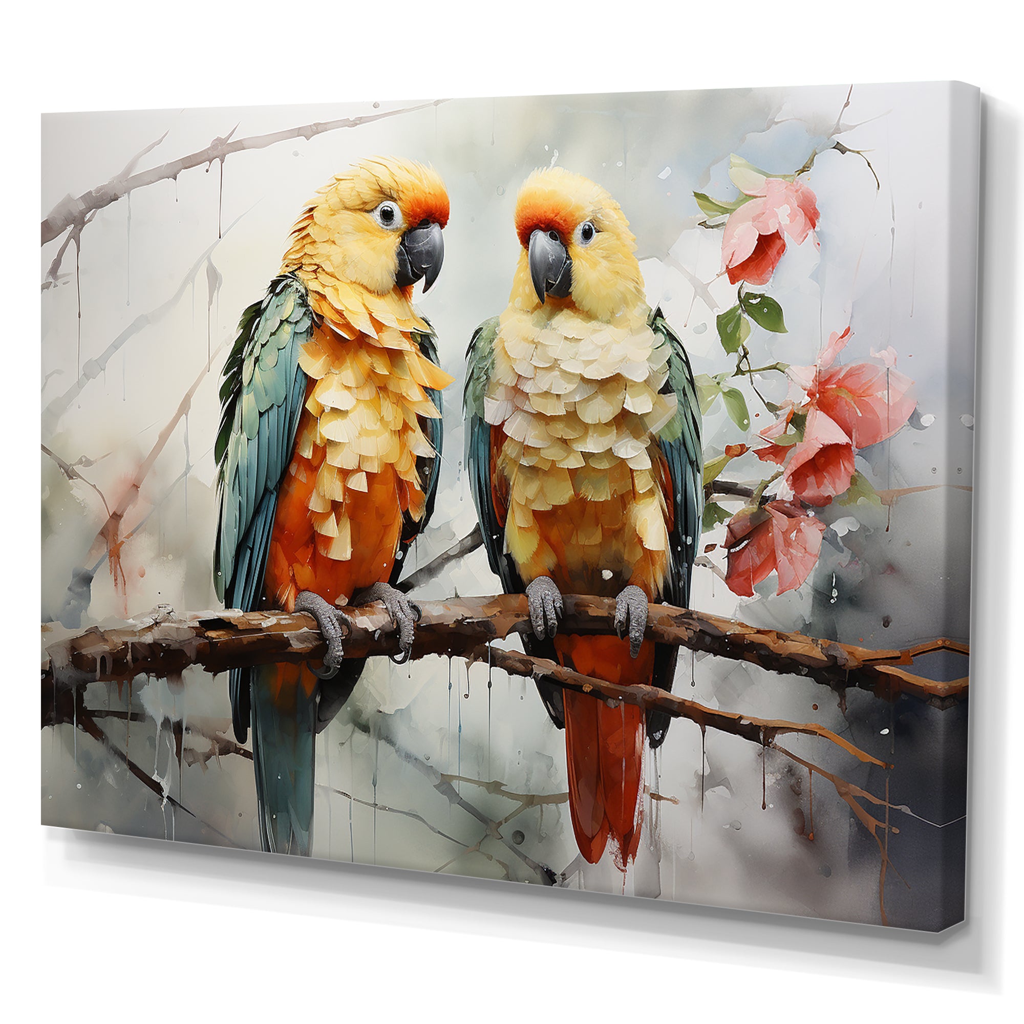 Parrots Ethereal Encounters - Parrot Large Canvas Wall Art