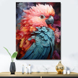 Pink And Blue Feathers Of Harmony Elegance - Parrot Living Room Wall Art