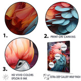 Pink And Blue Feathers Of Harmony Elegance - Parrot Living Room Wall Art