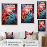 Pink And Blue Feathers Of Harmony Elegance - Parrot Living Room Wall Art