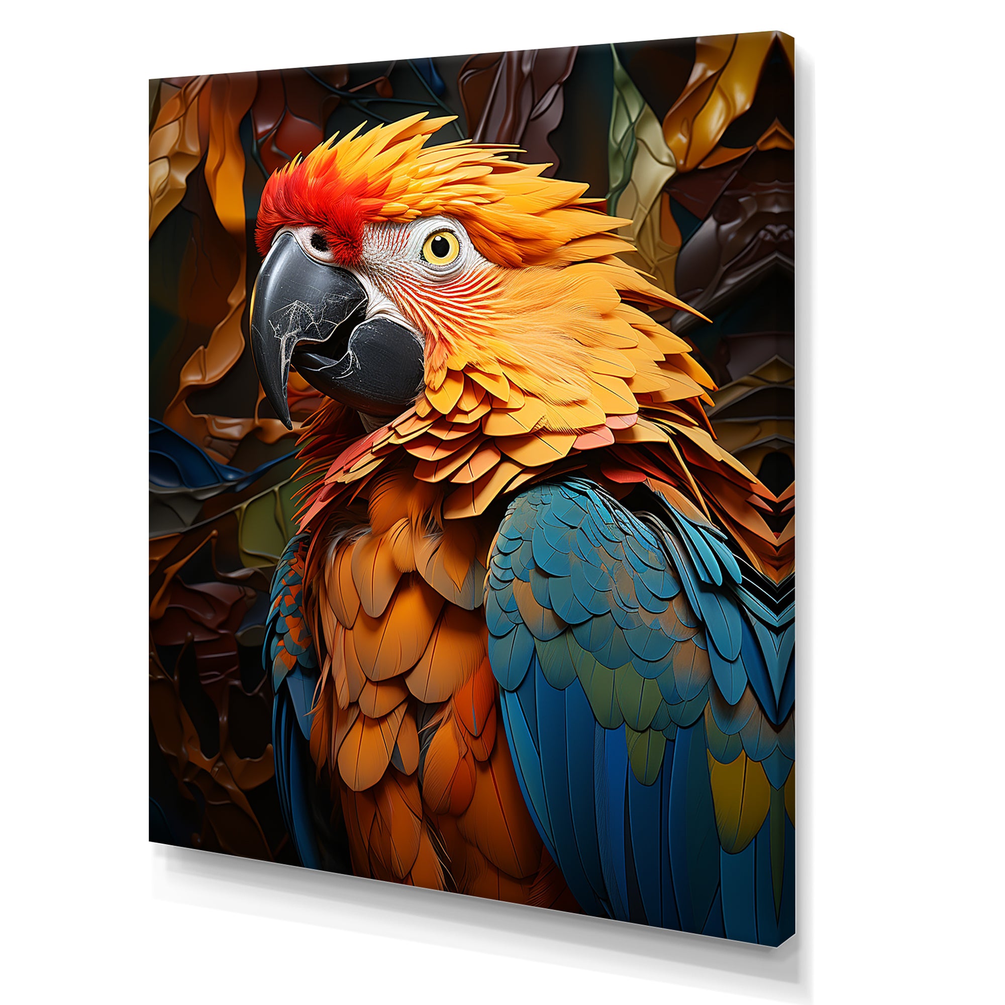 Yellow Parrots Golden Conversations - Parrot Bedroom Wall Art