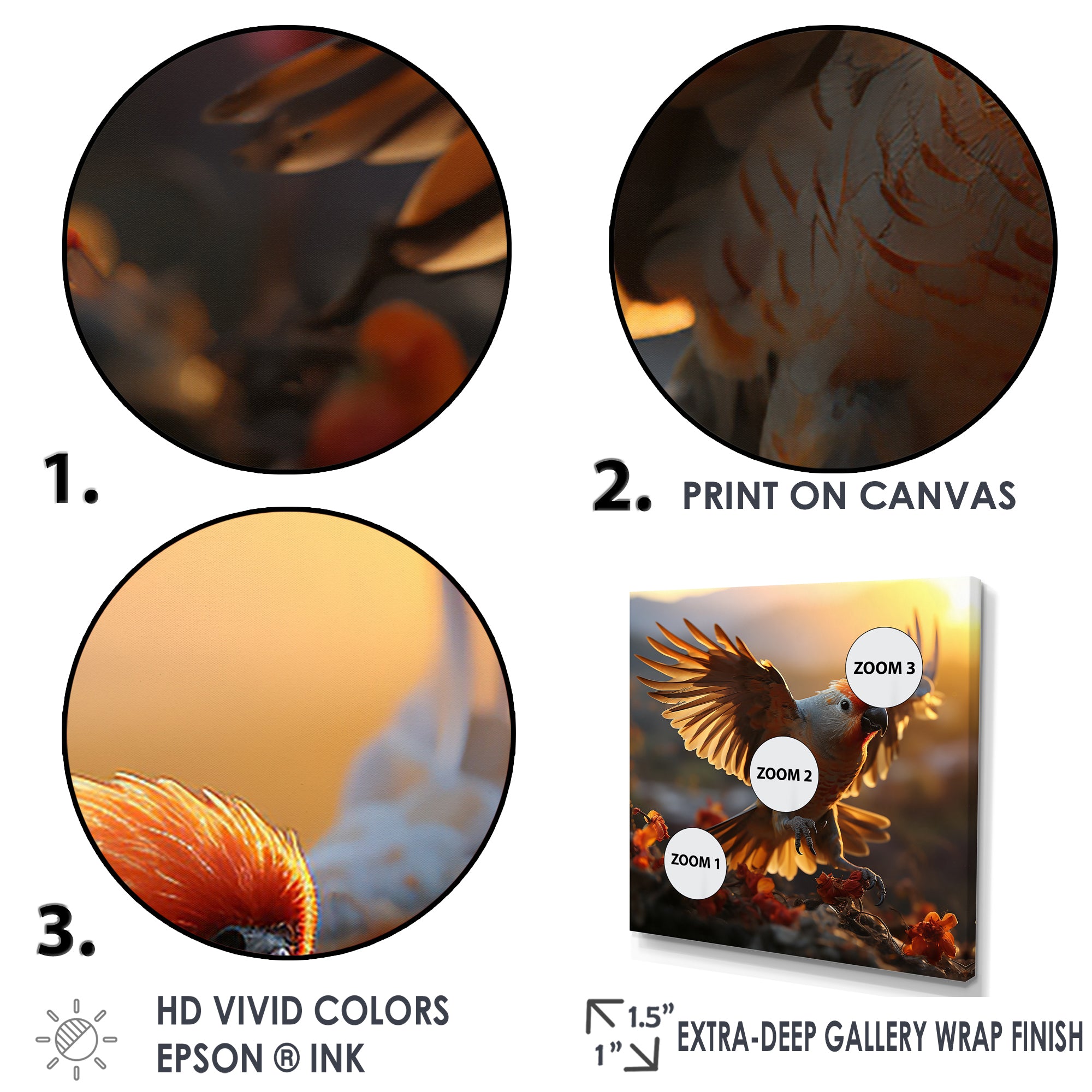 Yellow Parrots Sunset Golden Flight - Parrot Canvas Wall Art