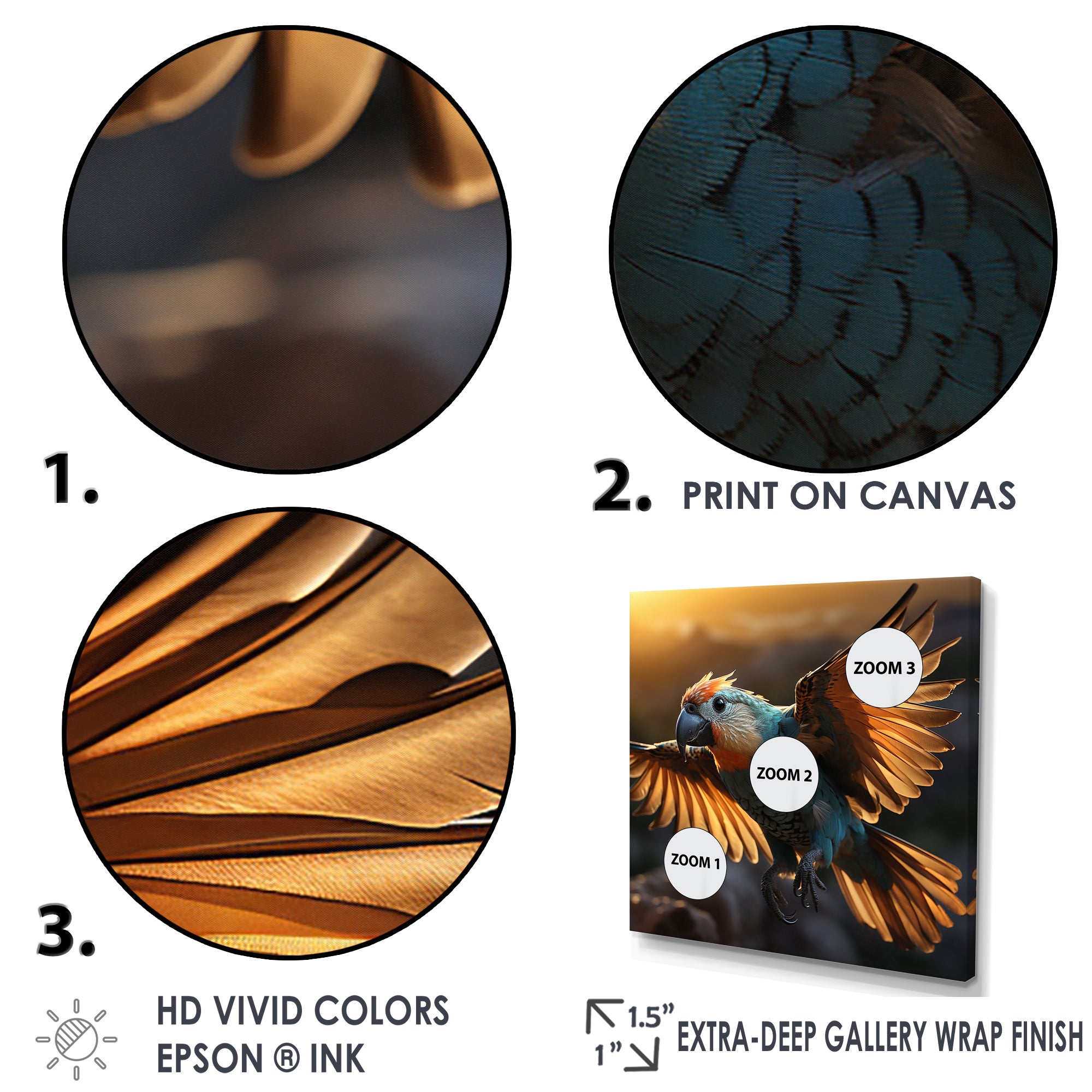 Blue Parrots Sunset Golden Flight - Parrot Wall Decor