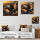 Blue Parrots Sunset Golden Flight - Parrot Wall Decor