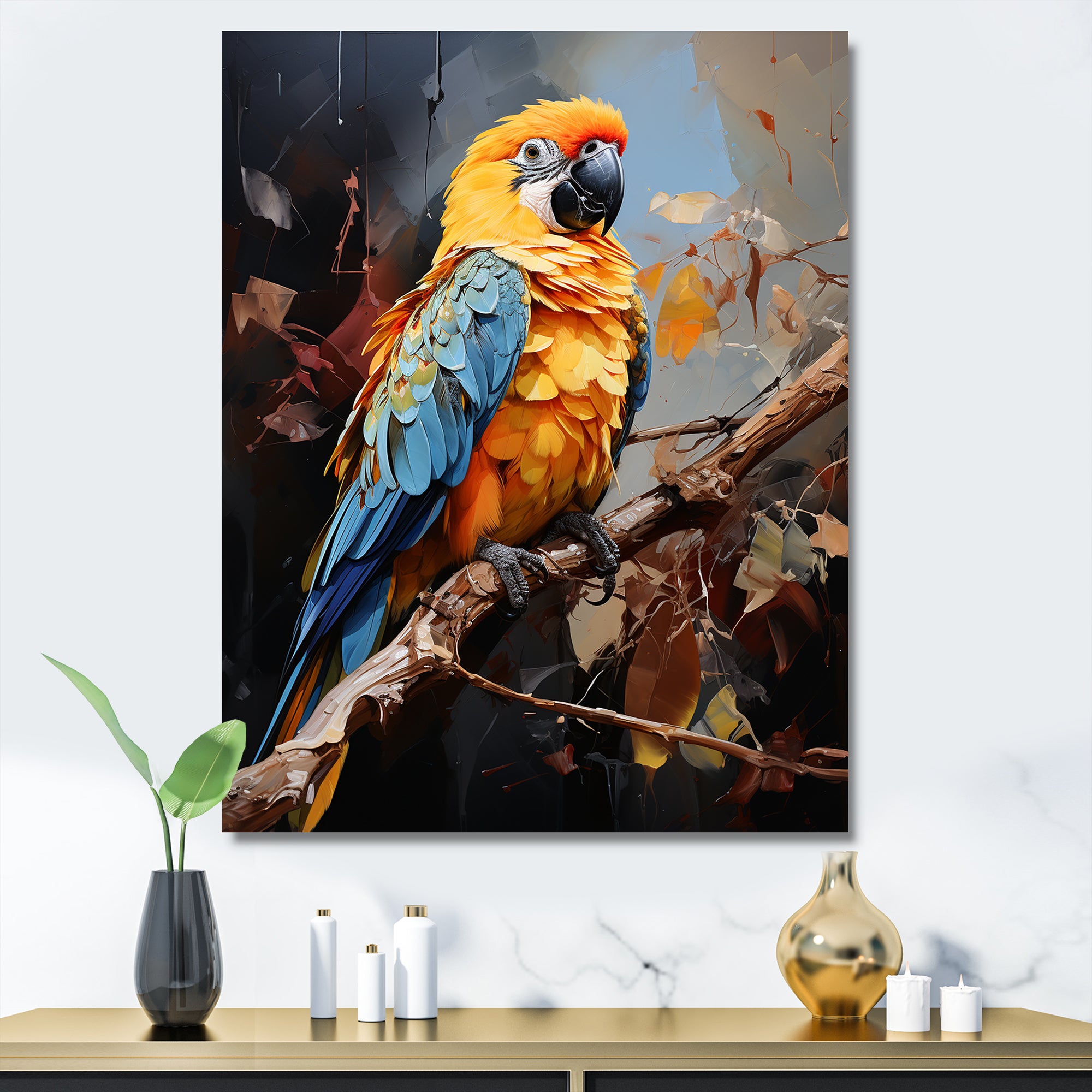 Blue And Yellow Golden Guardians - Parrot Wall Art Prints