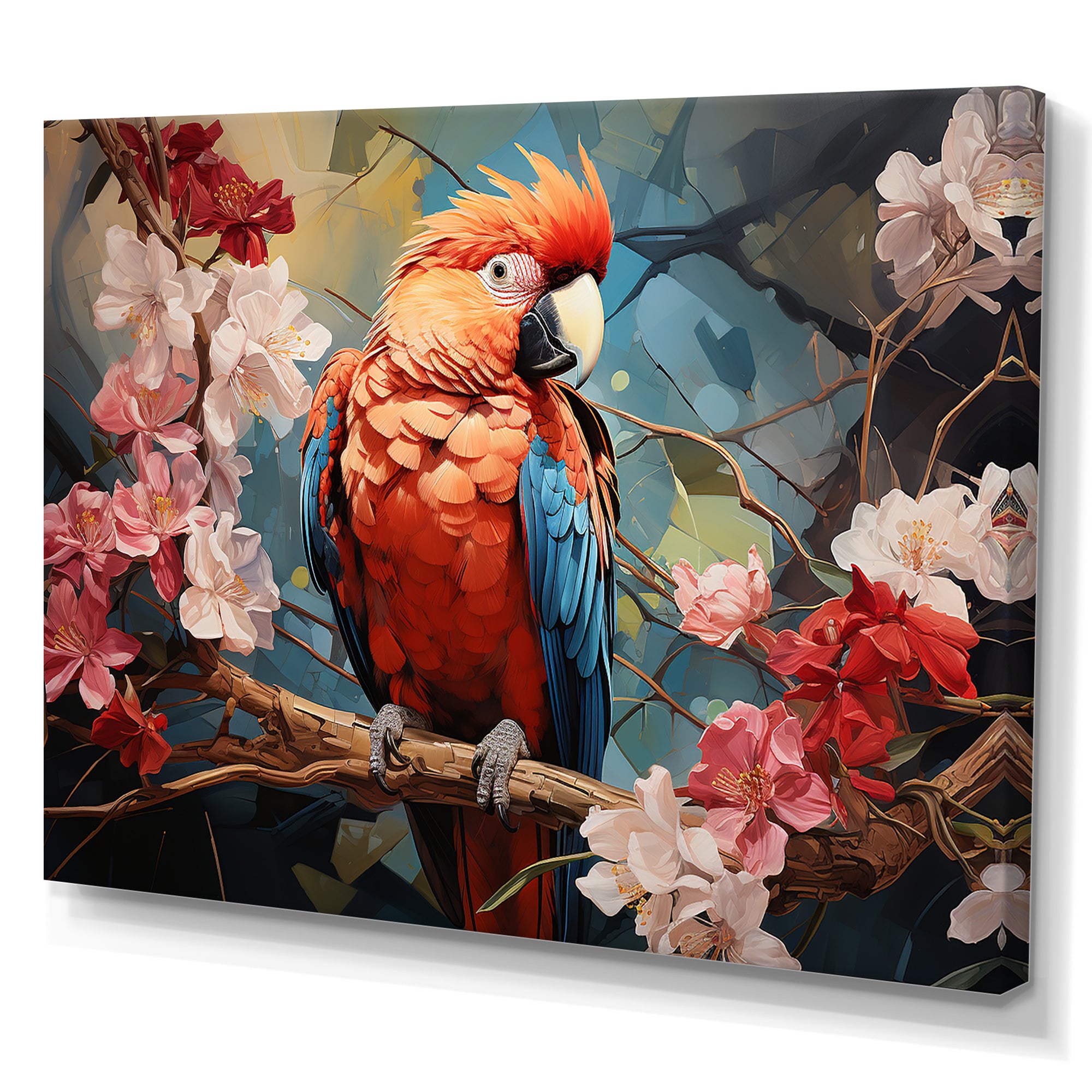 Parrots Harmony In Red - Parrot Framed Canvas Art