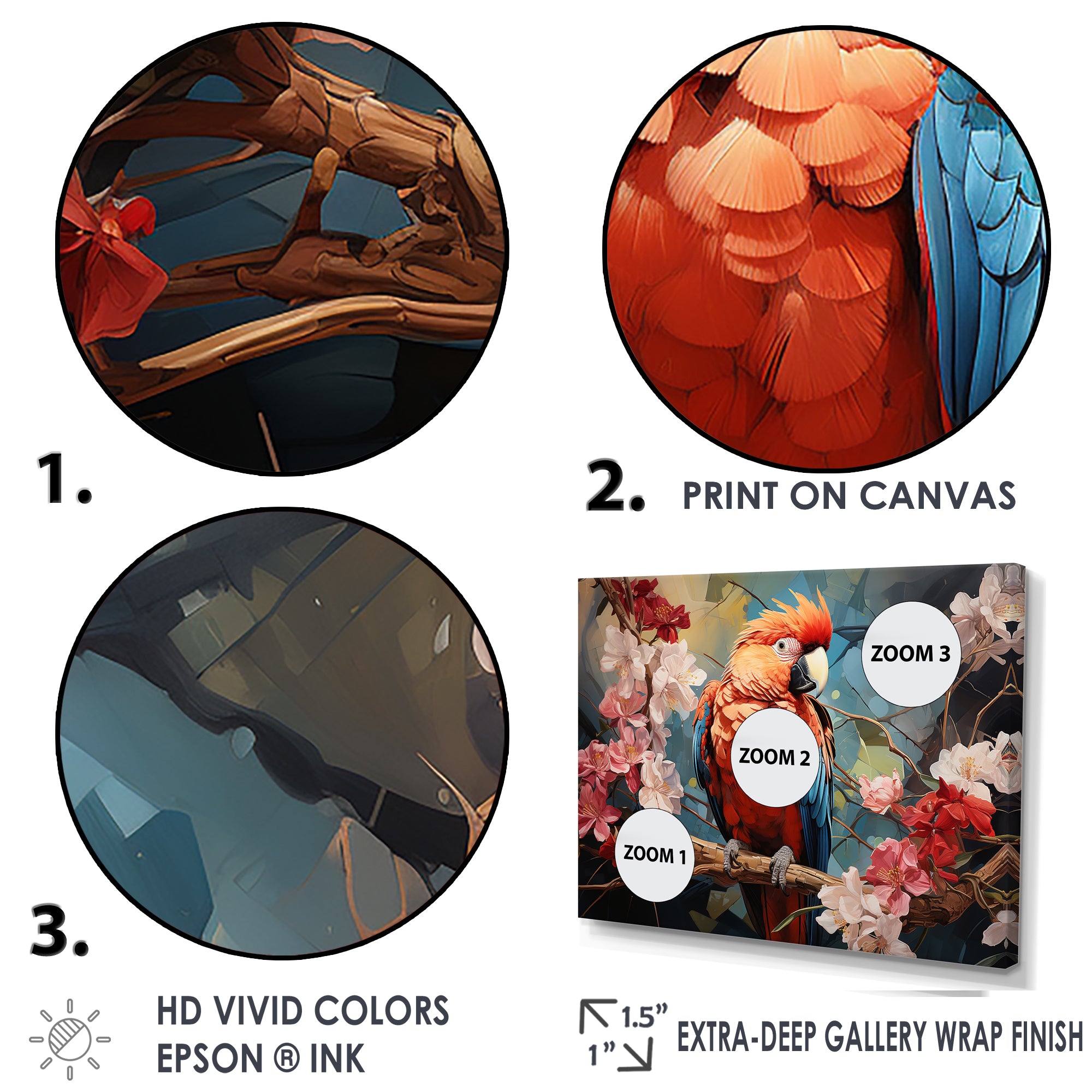 Parrots Harmony In Red - Parrot Framed Canvas Art