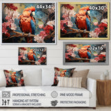 Parrots Harmony In Red - Parrot Framed Canvas Art