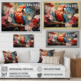 Parrots Harmony In Red - Parrot Framed Canvas Art