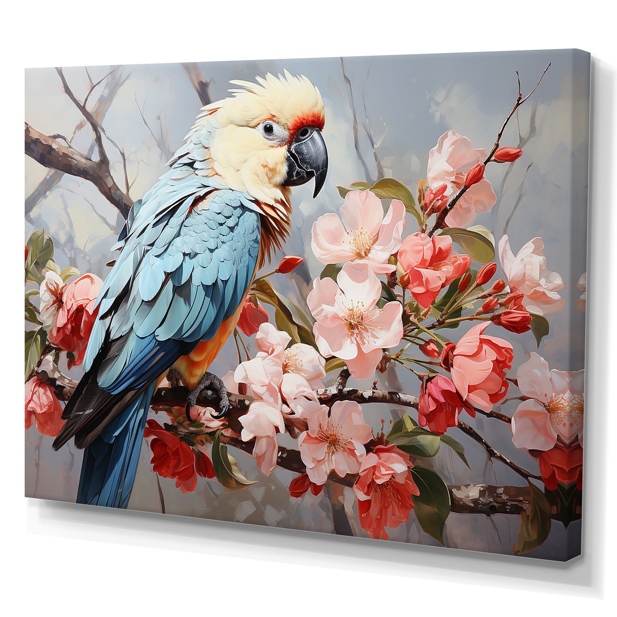 Blue Parrots Exotic Feathered Grace - Parrot Home Decor Art