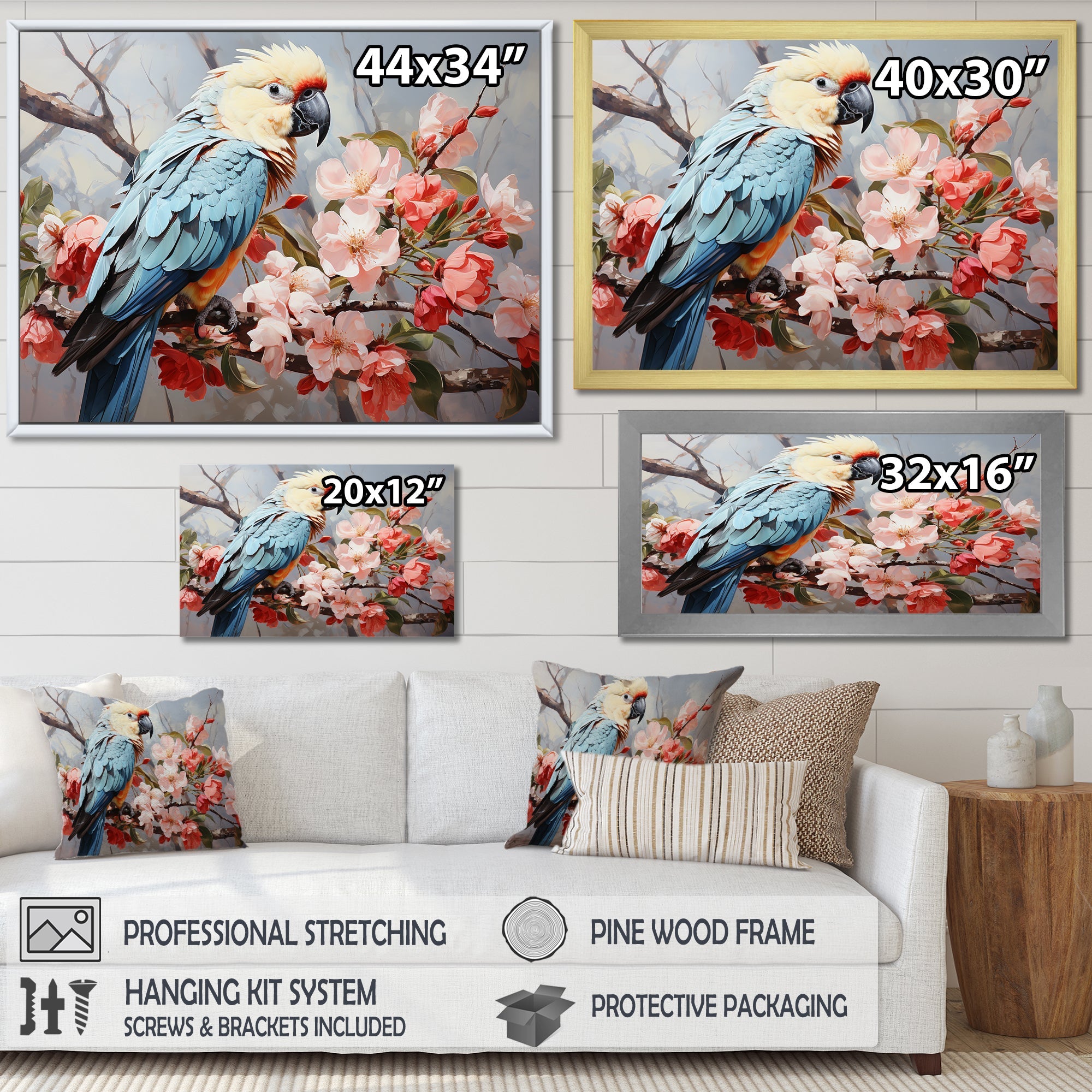 Blue Parrots Exotic Feathered Grace - Parrot Home Decor Art