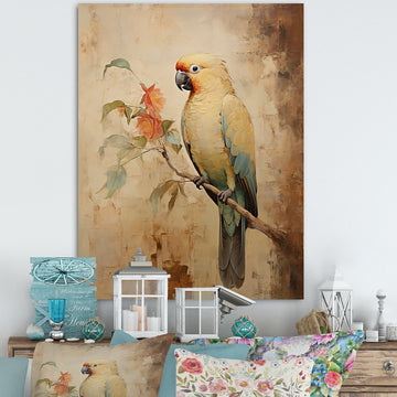 Vintage Beige Parrot Feathered Elegance - Parrot Wall Decor