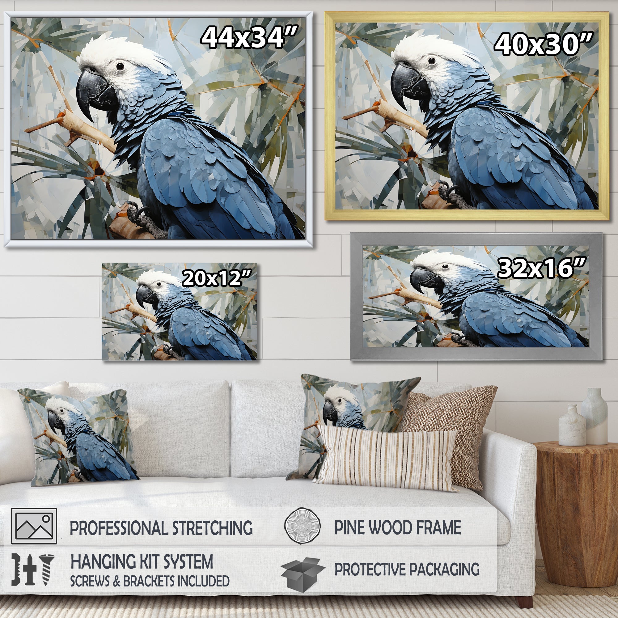 Blue Parrot Tropical Forest Rhapsody - Parrot Wall Art Prints