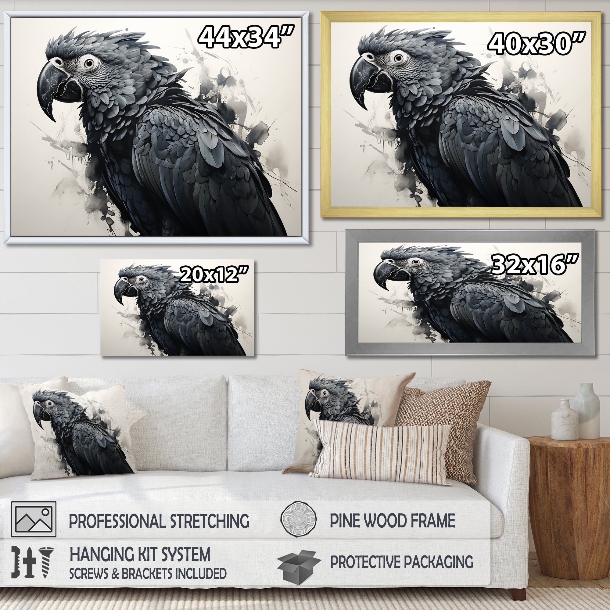 Grey Parrot Feathered Elegance - Gray Parrot Wall Art