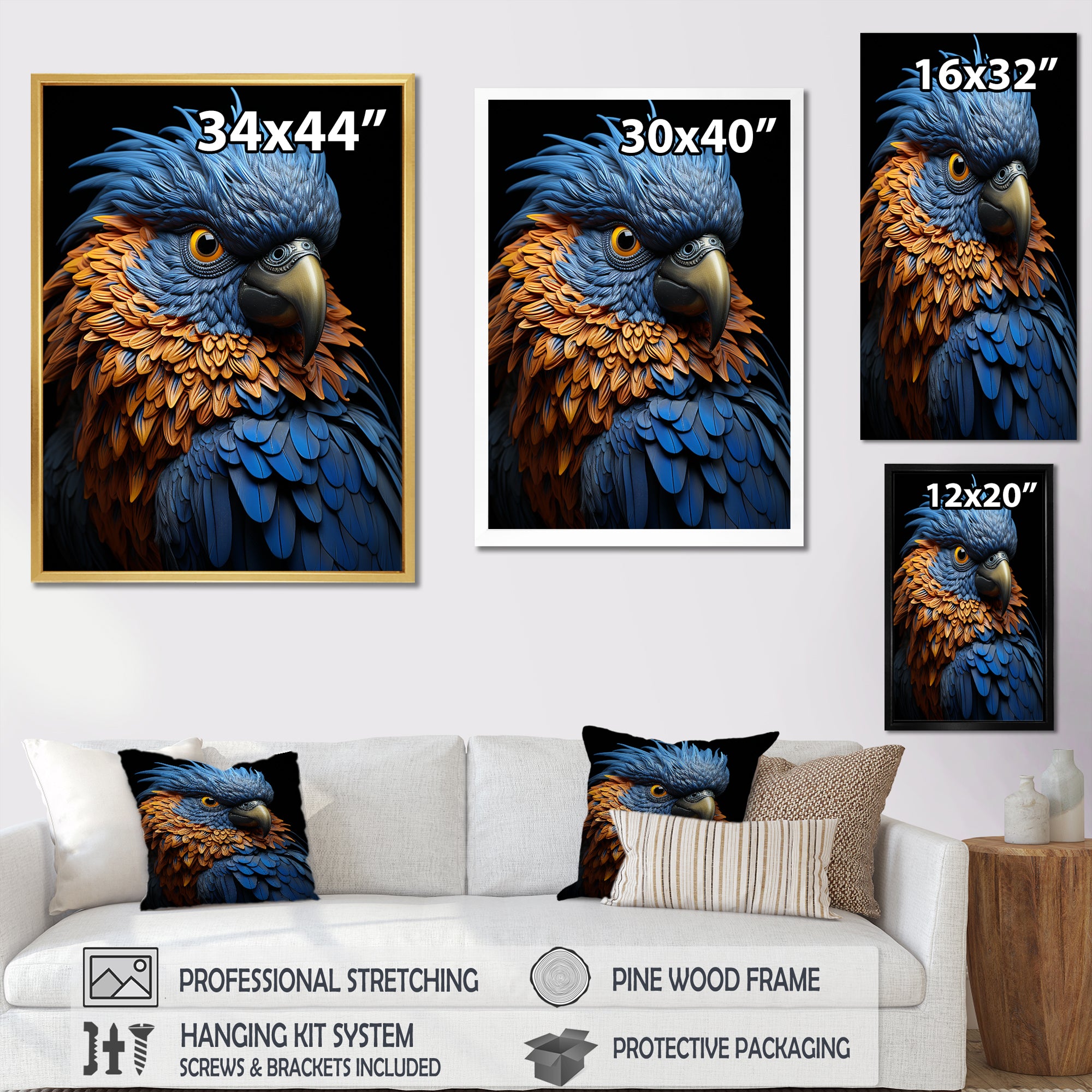 Blue And Yellow Mystical Plumage Tropical Rhapsody - Parrot Home Decor Art