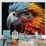 Red And Yellow Mystical Plumage Tropical Rhapsody - Parrot Bedroom Wall Art
