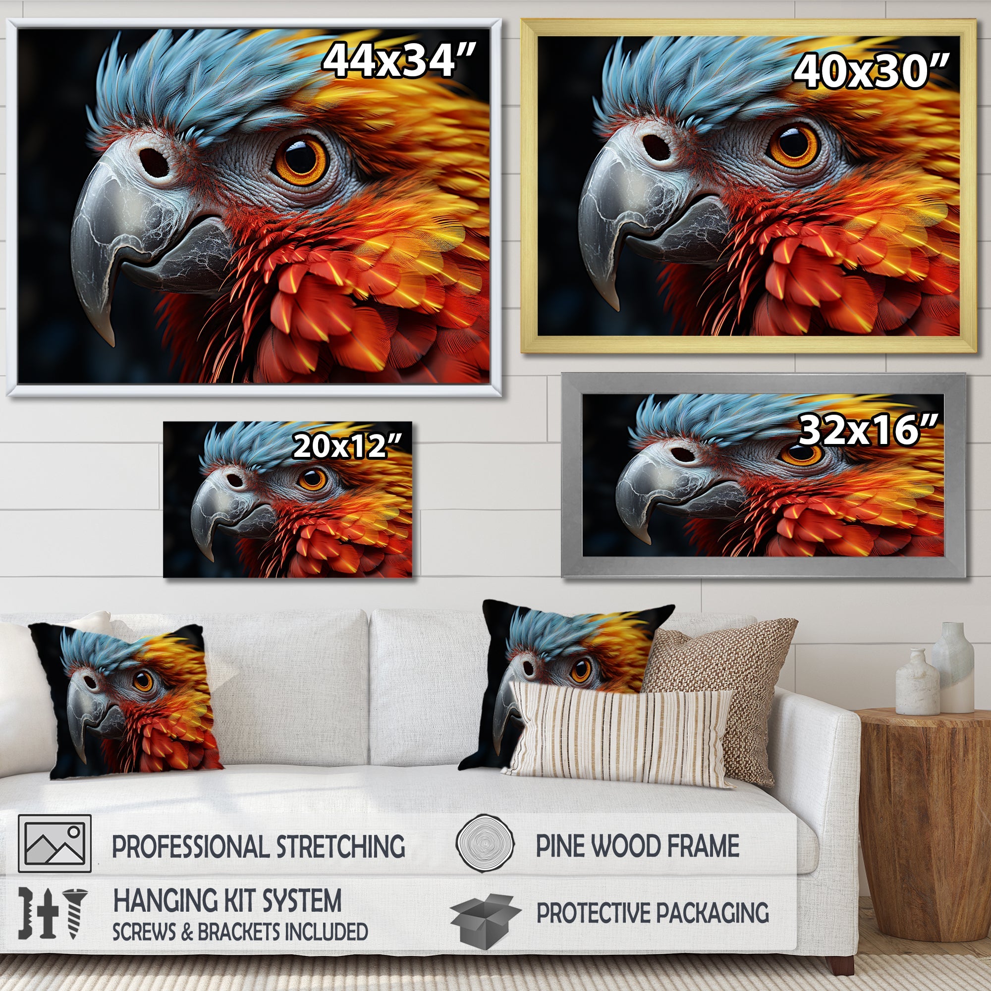 Red And Yellow Mystical Plumage Tropical Rhapsody - Parrot Bedroom Wall Art