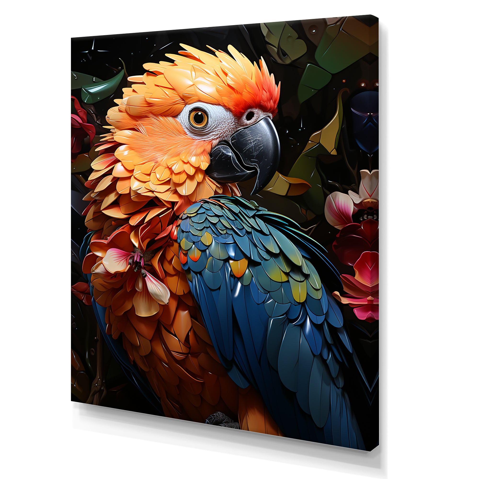 Blue And Orange Vibrant Parrot Paradox - Parrot Canvas Wall Art
