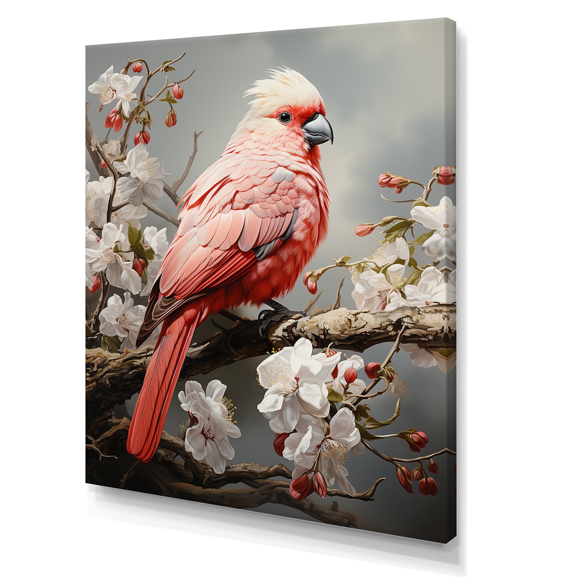 Chirping Red Cardinal Serenade - Bird Framed Canvas Art