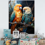 Yellow And Teal Parrot S Lively Radiance - Parrot Large Canvas Wall Art