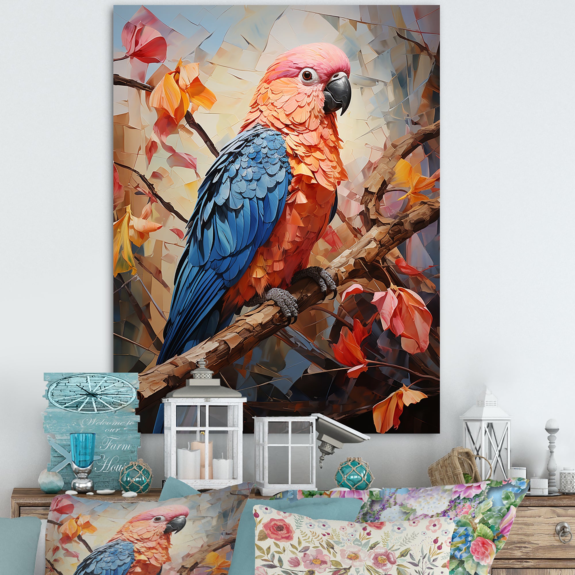 Parrots Sunset Serenade Euphoria - Parrot Canvas Wall Art