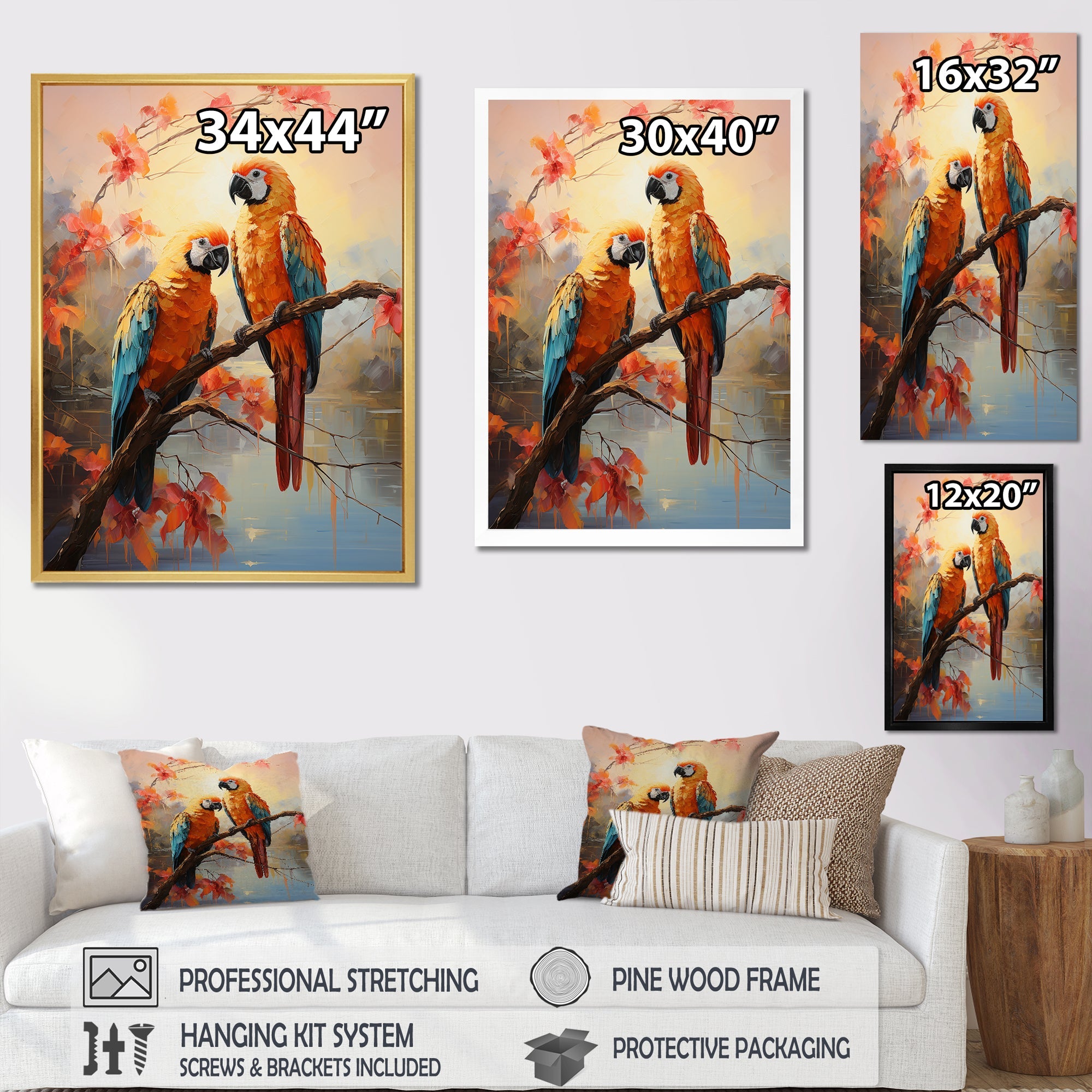 Parrots Sunset Serenade - Parrot Wall Decor