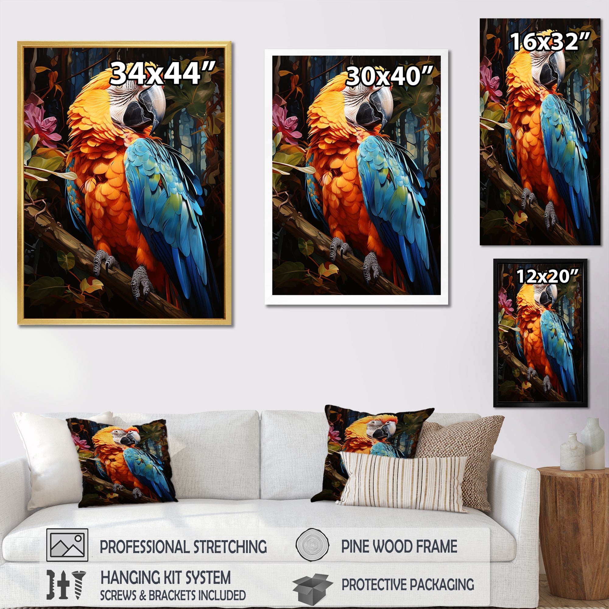 Parrot Tropical Jungle Euphony - Parrot Wall Art Prints