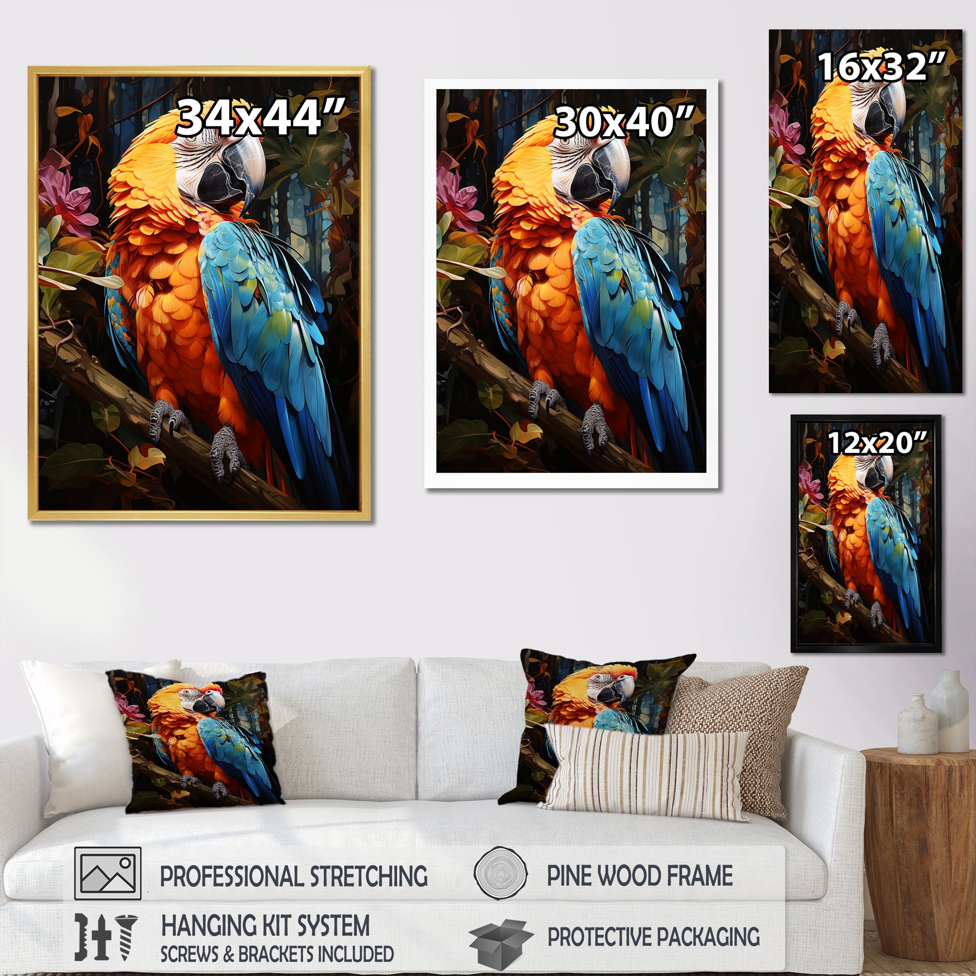 Parrot Tropical Jungle Euphony - Parrot Wall Art Prints