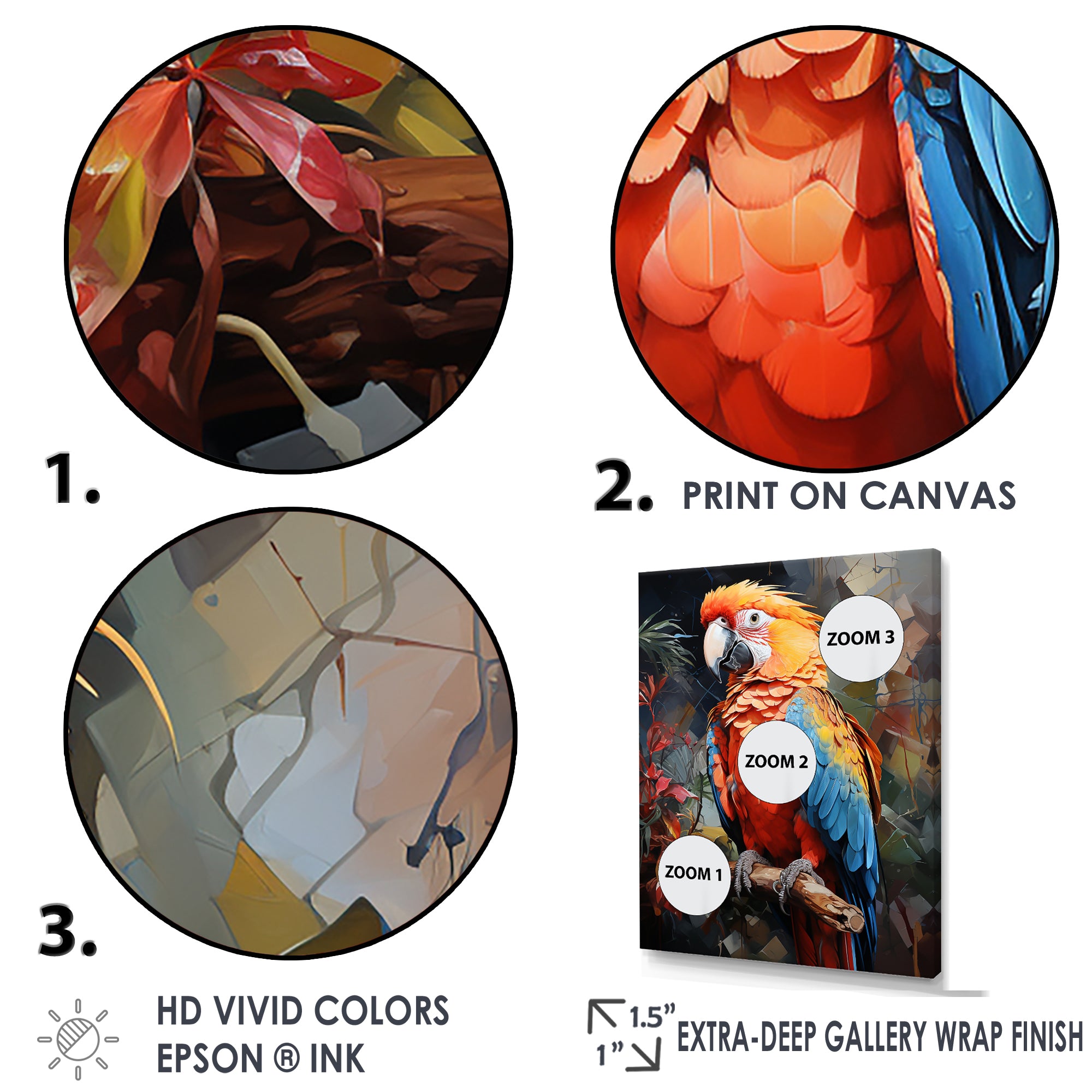 Parrot Tropical Flamboyance - Coral Parrot Wall Art