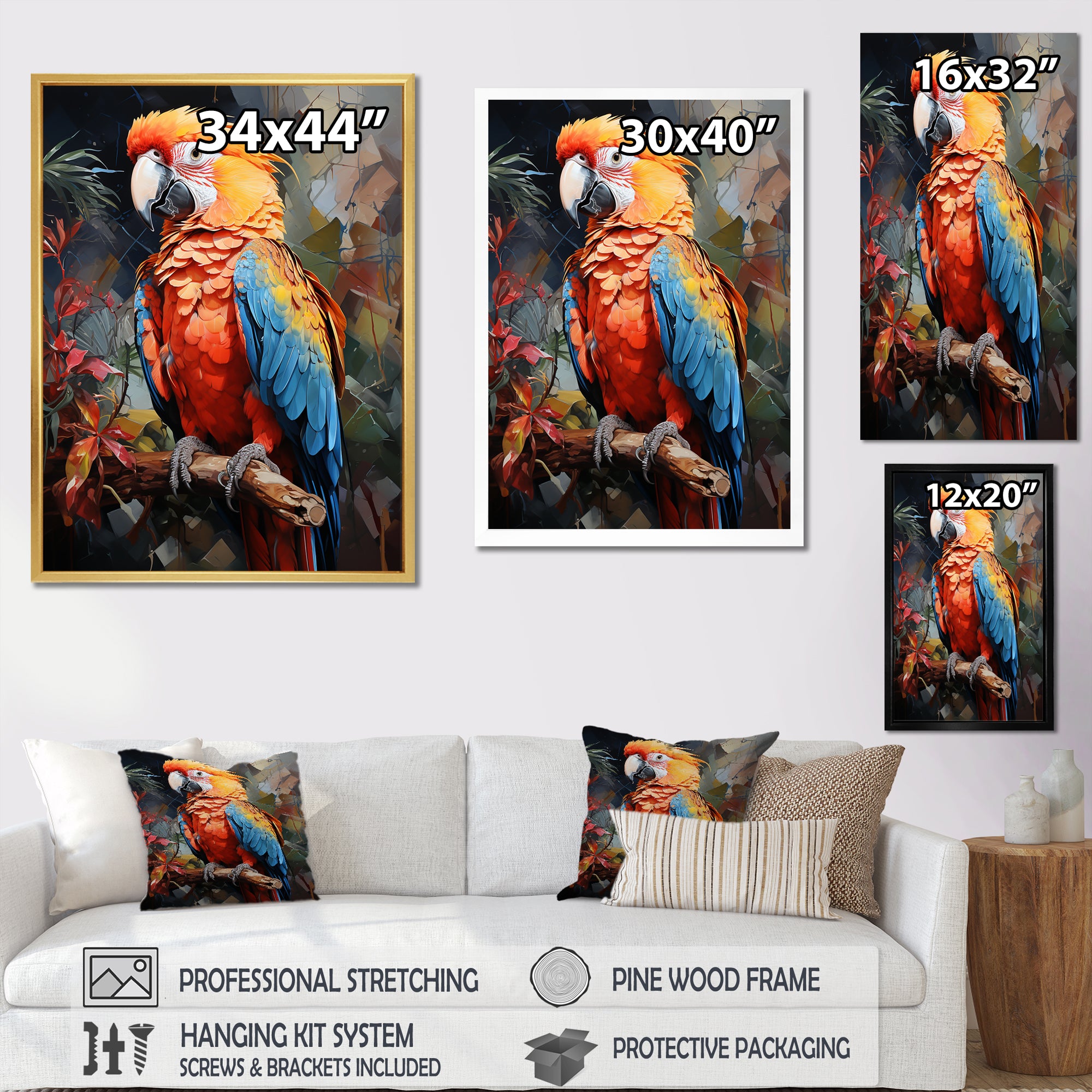Parrot Tropical Flamboyance - Coral Parrot Wall Art