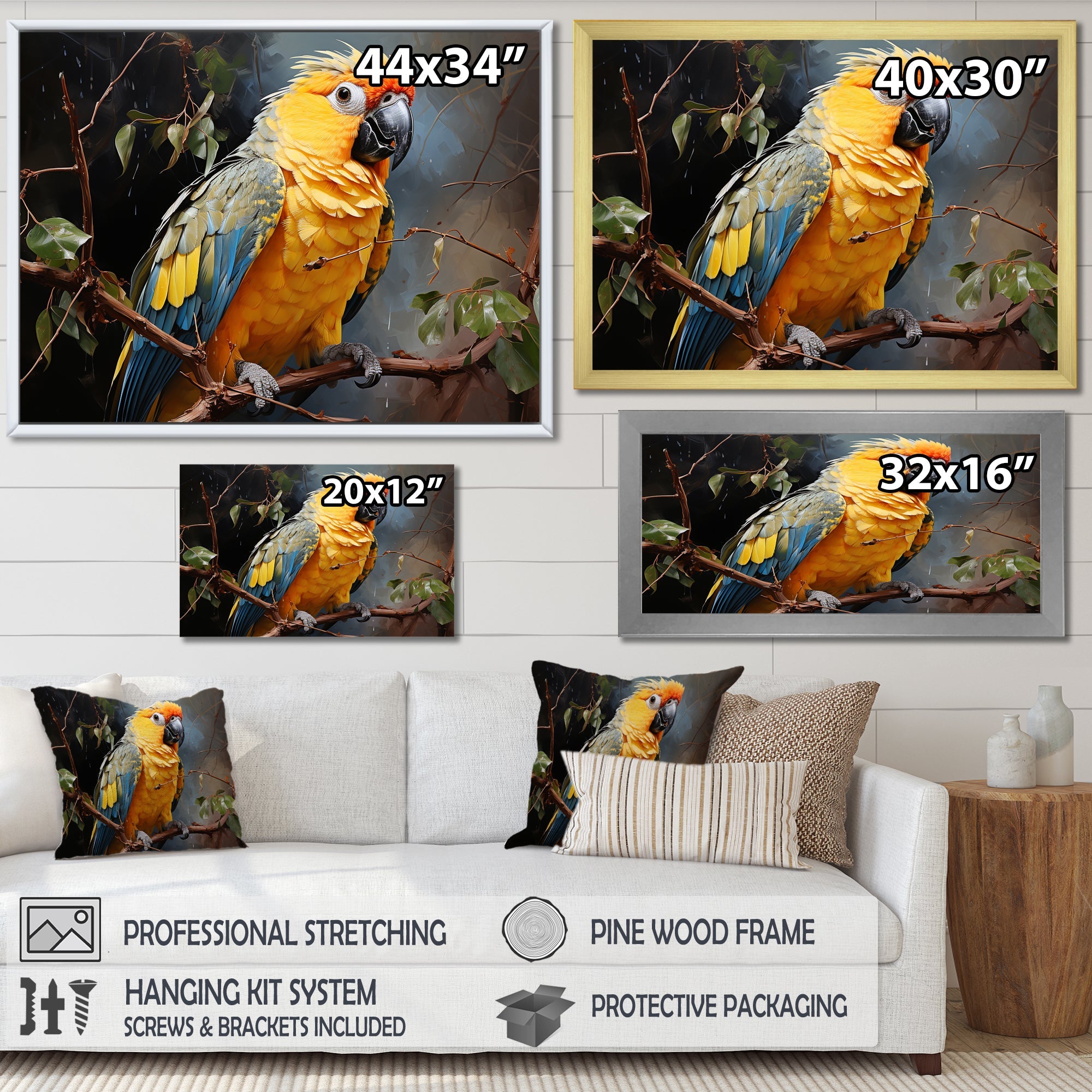Parrot Tropical Harmony - Yellow Parrot Wall Art