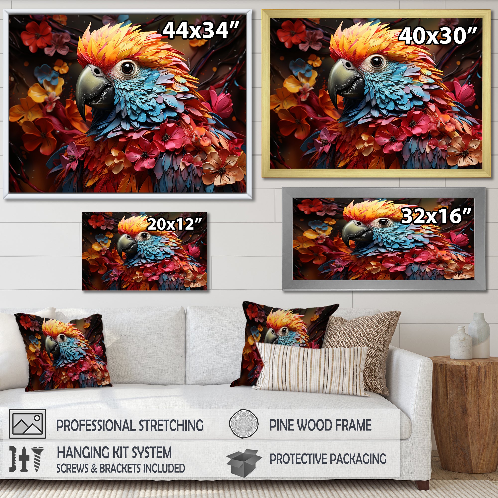 Parrot S Tropical Rhapsody - Parrot Large Canvas Wall Art