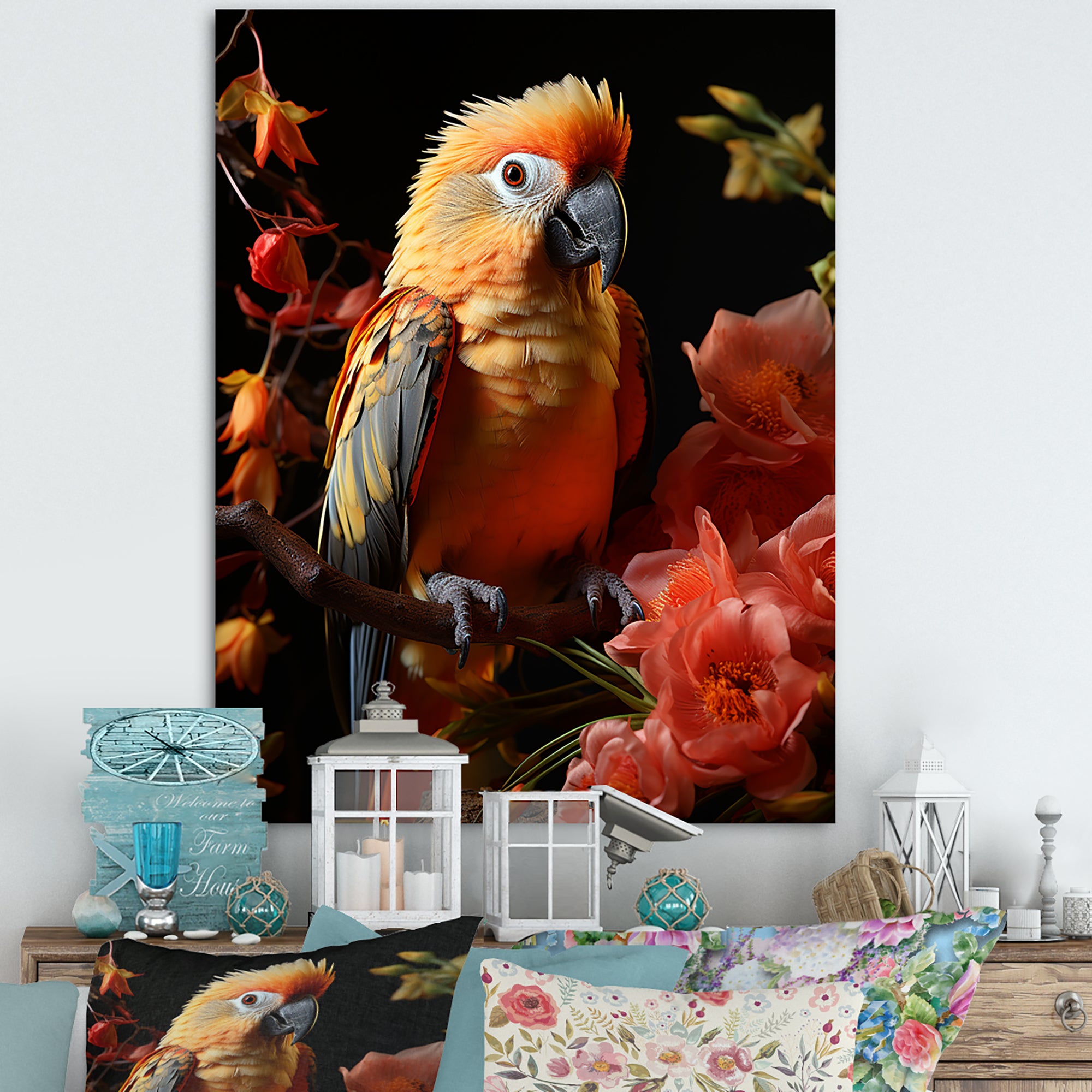 Parrot S Tropical Serenade - Parrot Living Room Wall Art
