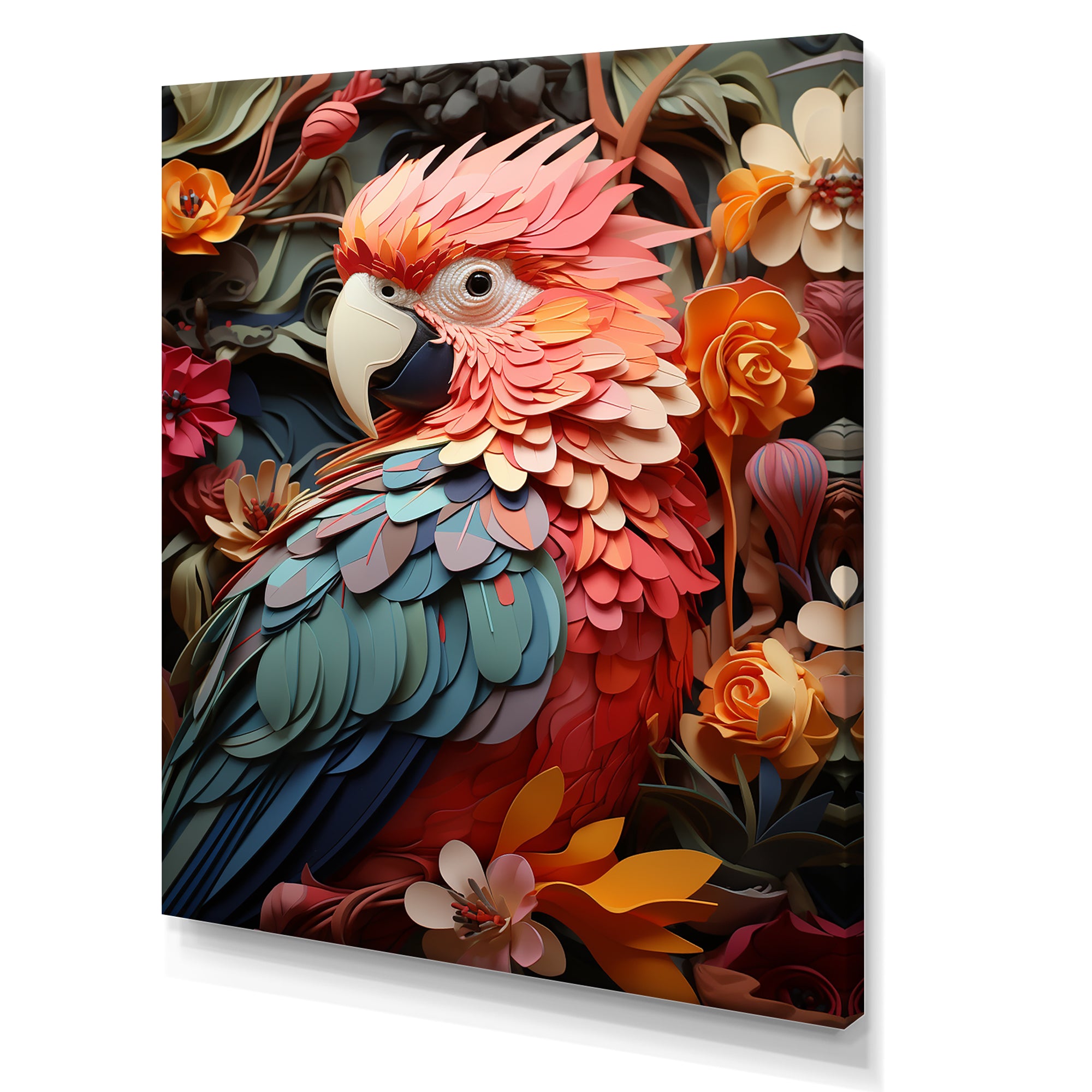Parrot S Feathers Of The Tropics - Parrot Large Canvas Wall Art