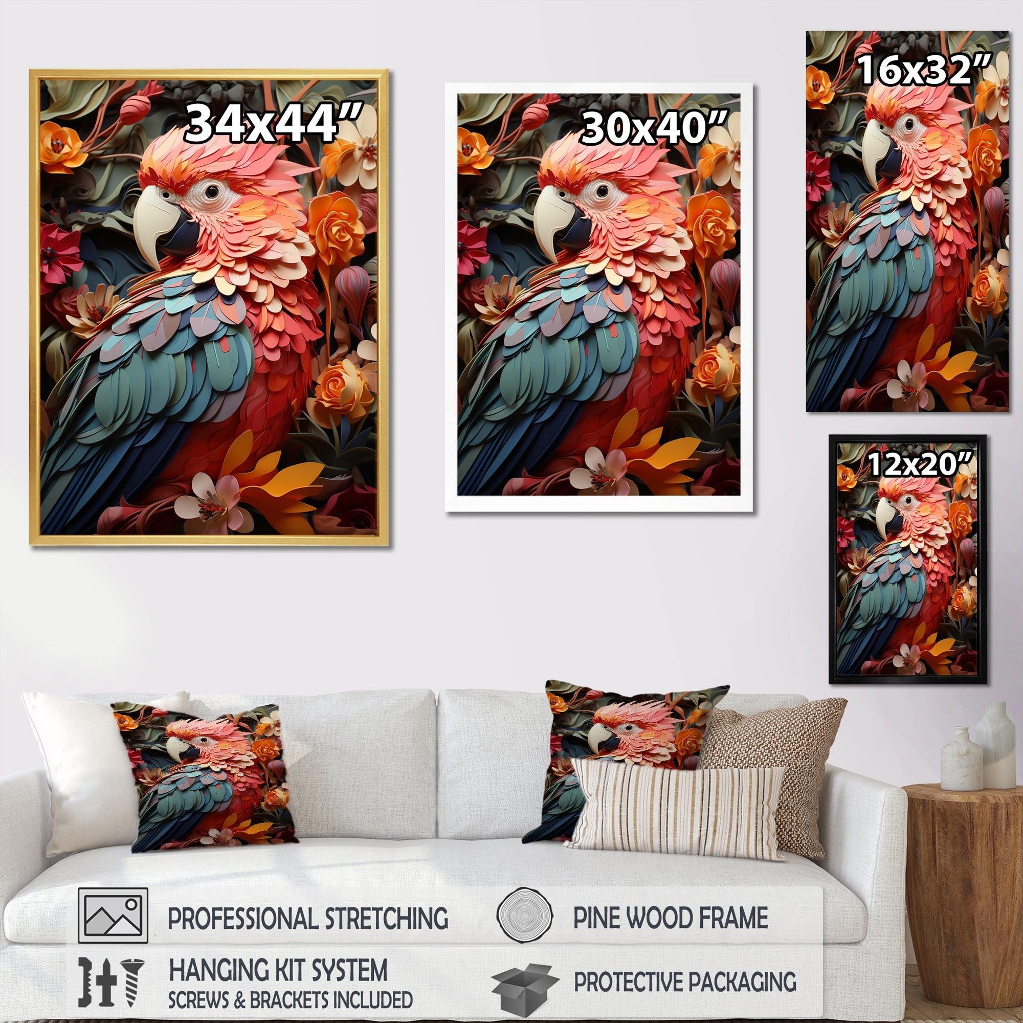 Parrot S Feathers Of The Tropics - Parrot Large Canvas Wall Art