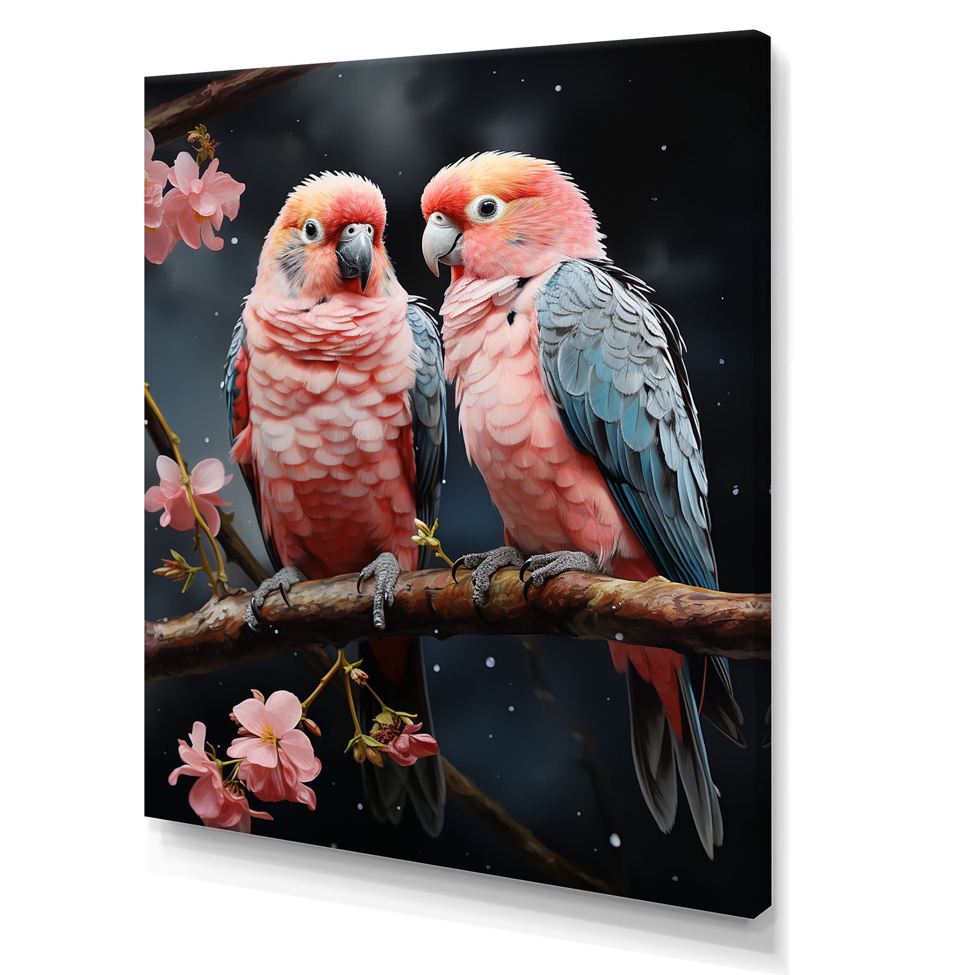 Whimsical Whispers Love Birds - Parrot Living Room Wall Art