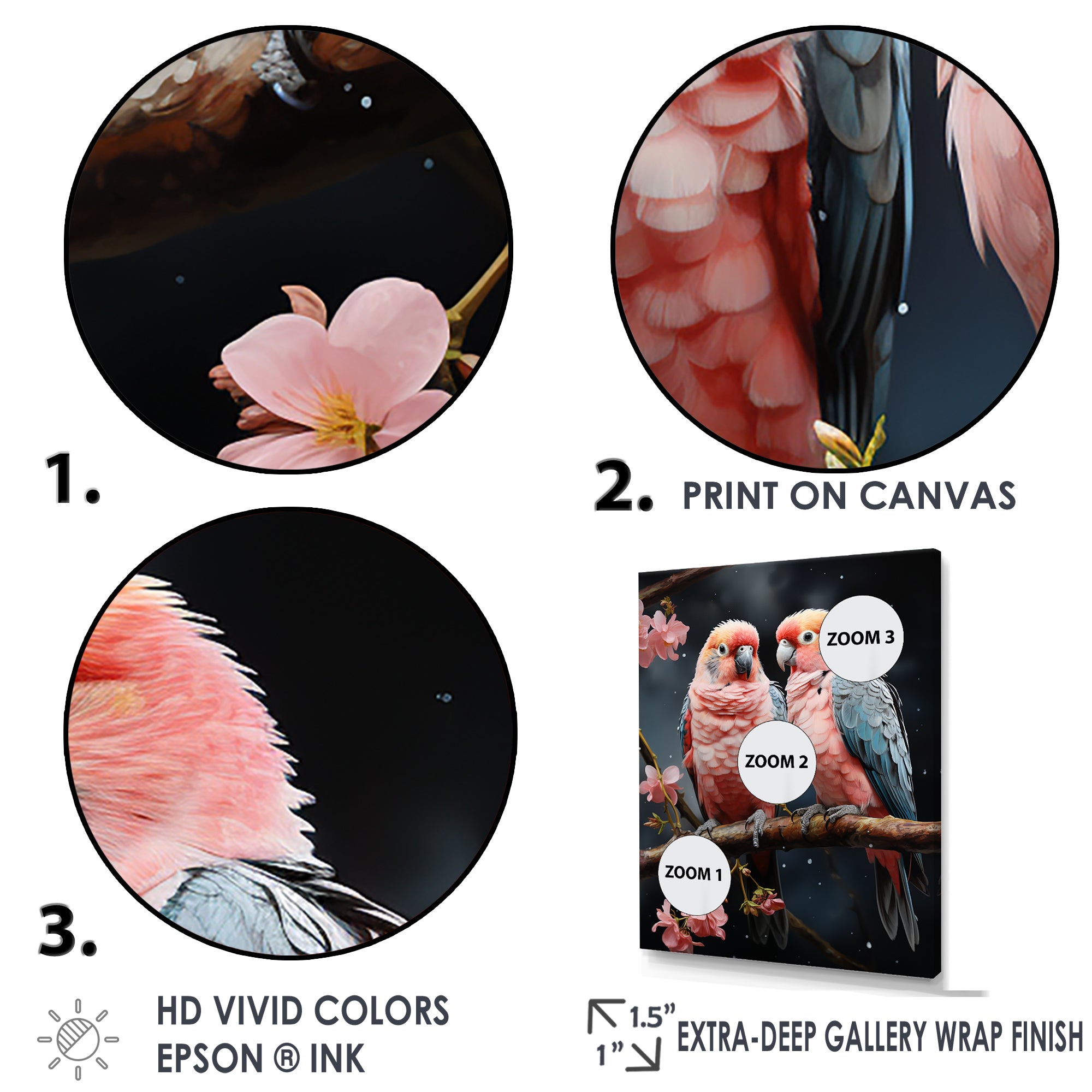 Whimsical Whispers Love Birds - Parrot Living Room Wall Art