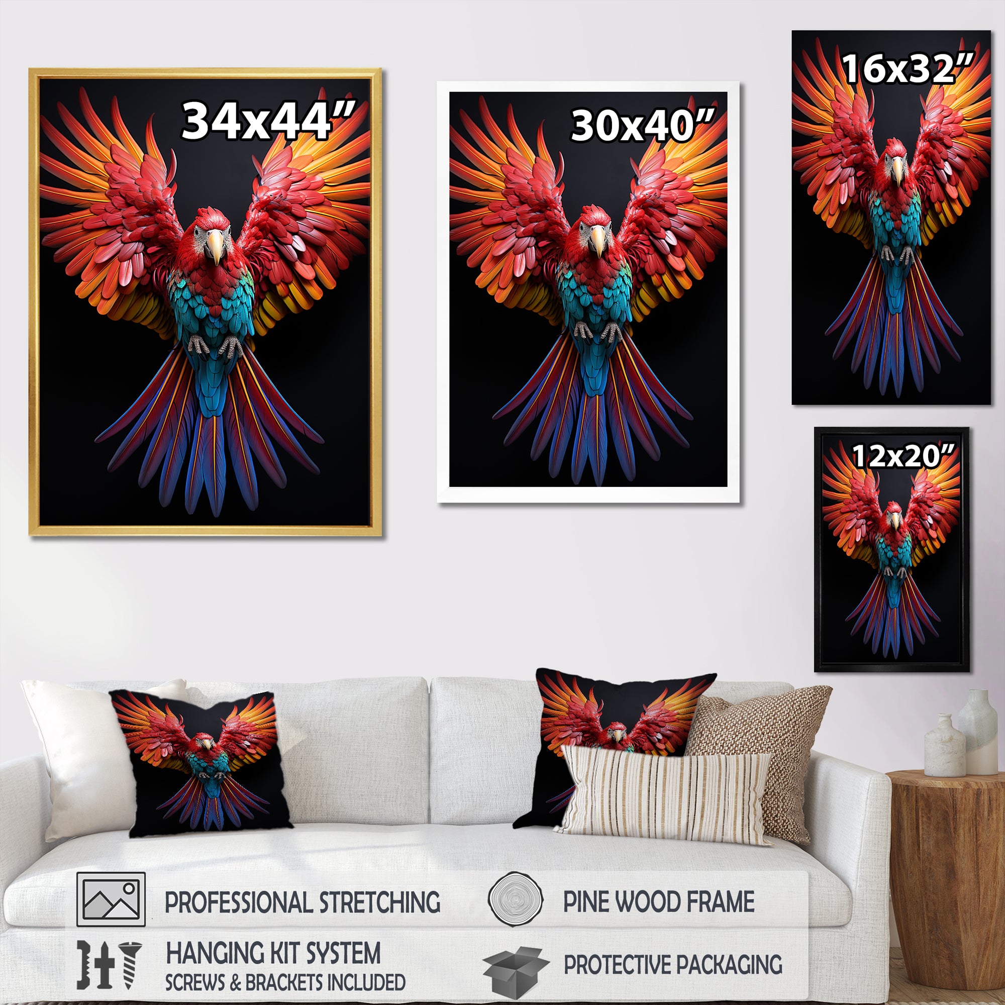 Parrot S Whimsical Wings - Parrot Canvas Wall Art