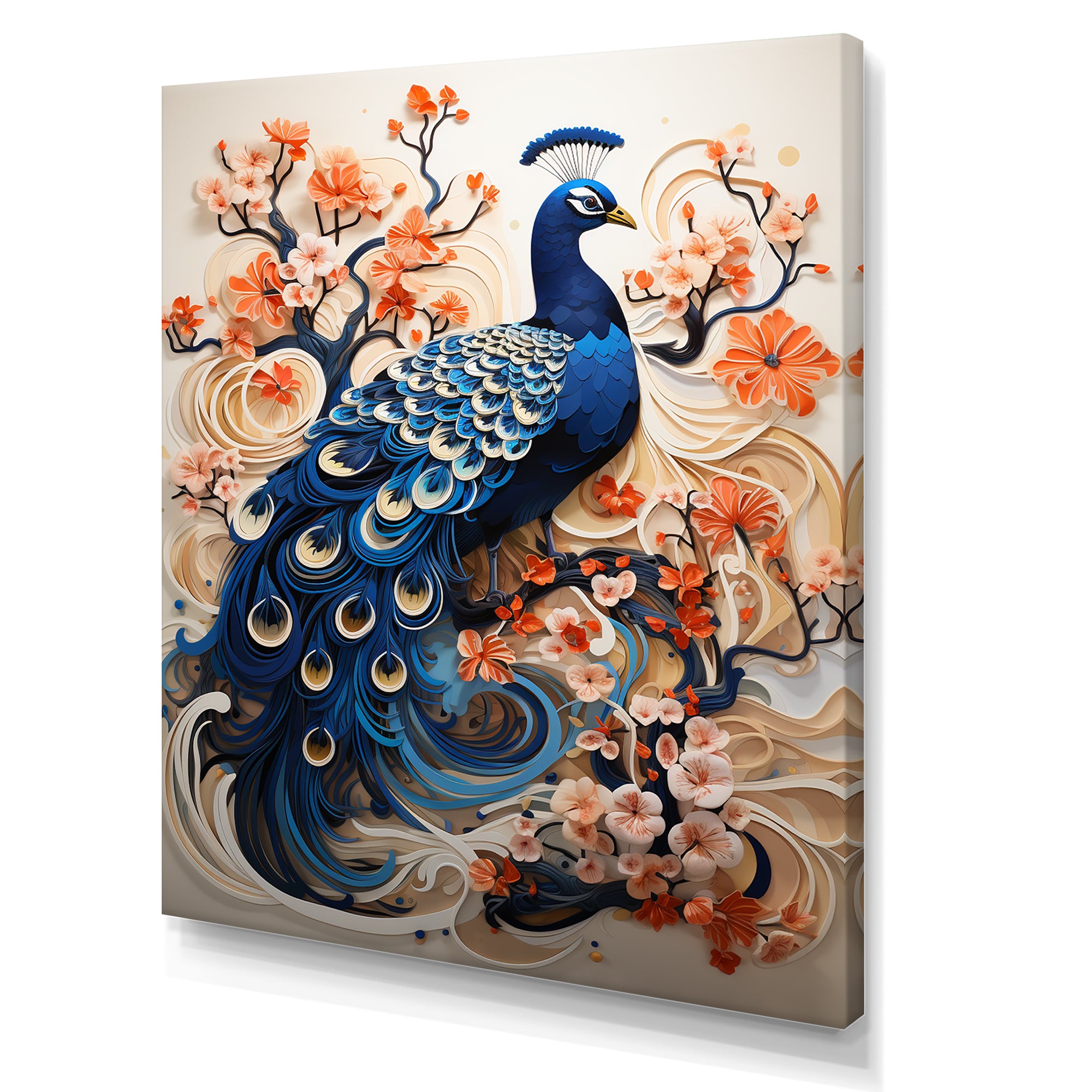 Flower Colors Of The Peacock - Blue Peacock Wall Art