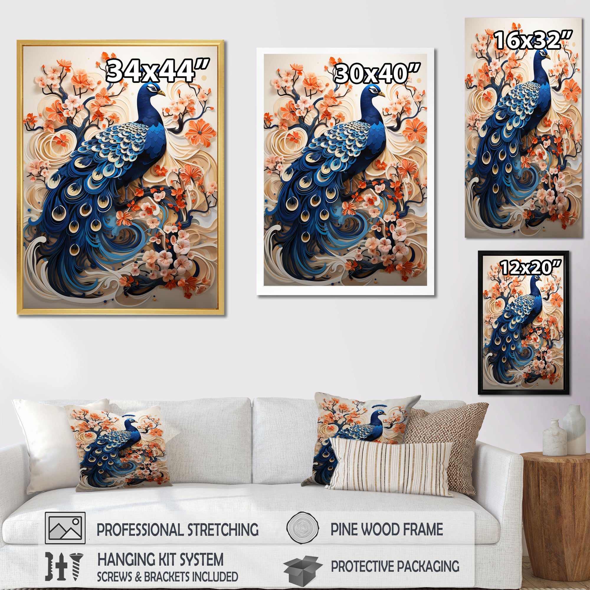 Flower Colors Of The Peacock - Blue Peacock Wall Art