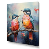 Blue And Coral Elegant Nature S Songbirds - Blue Bird Wall Art