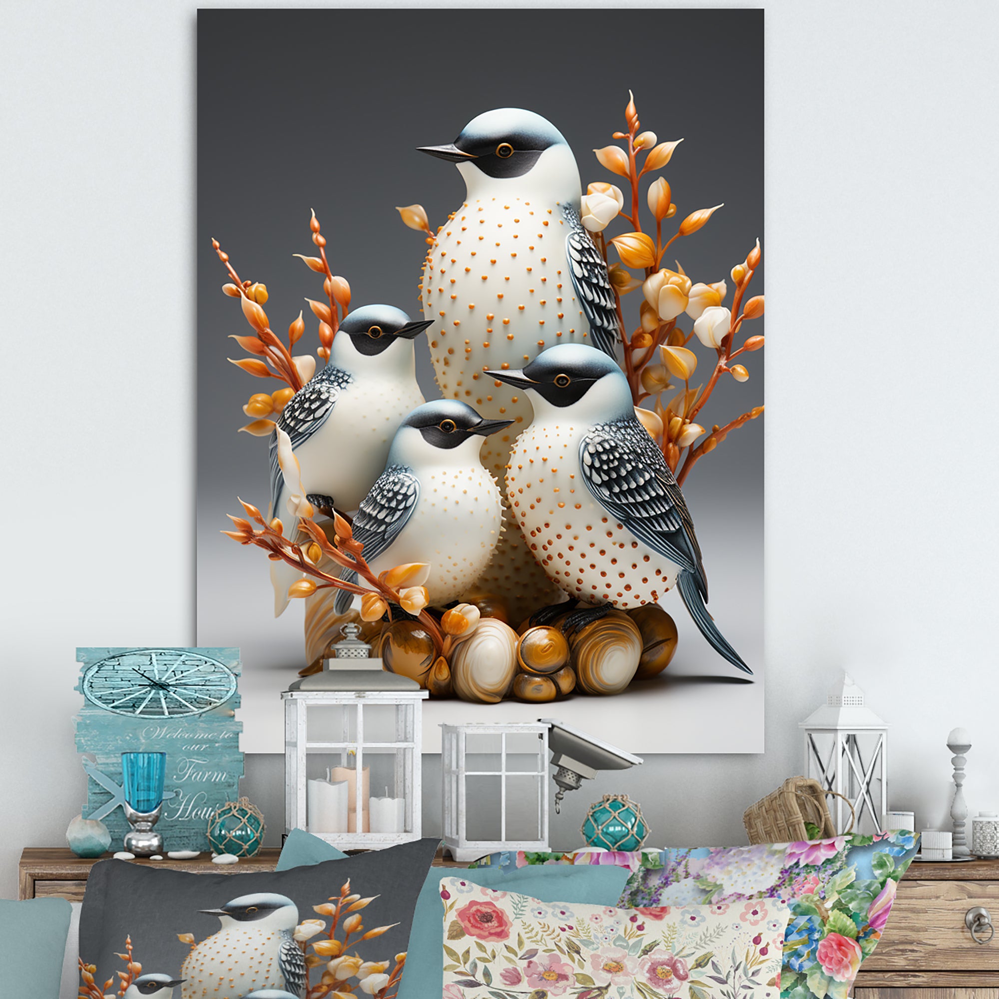 Frosty White Nature S Songbirds - Bird Wall Decor