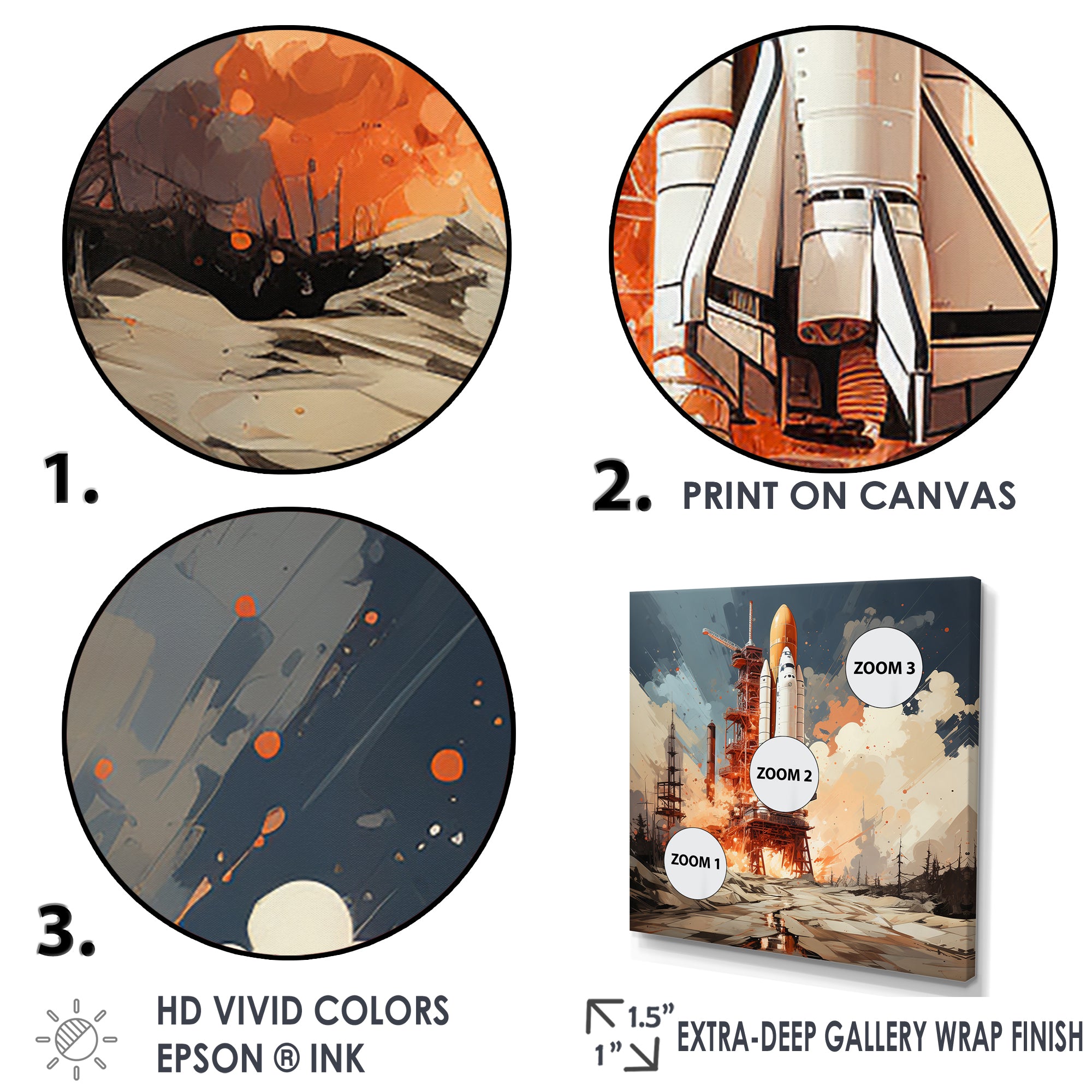 Modern Space Shuttle Launch - Rocketship Canvas Wall Art