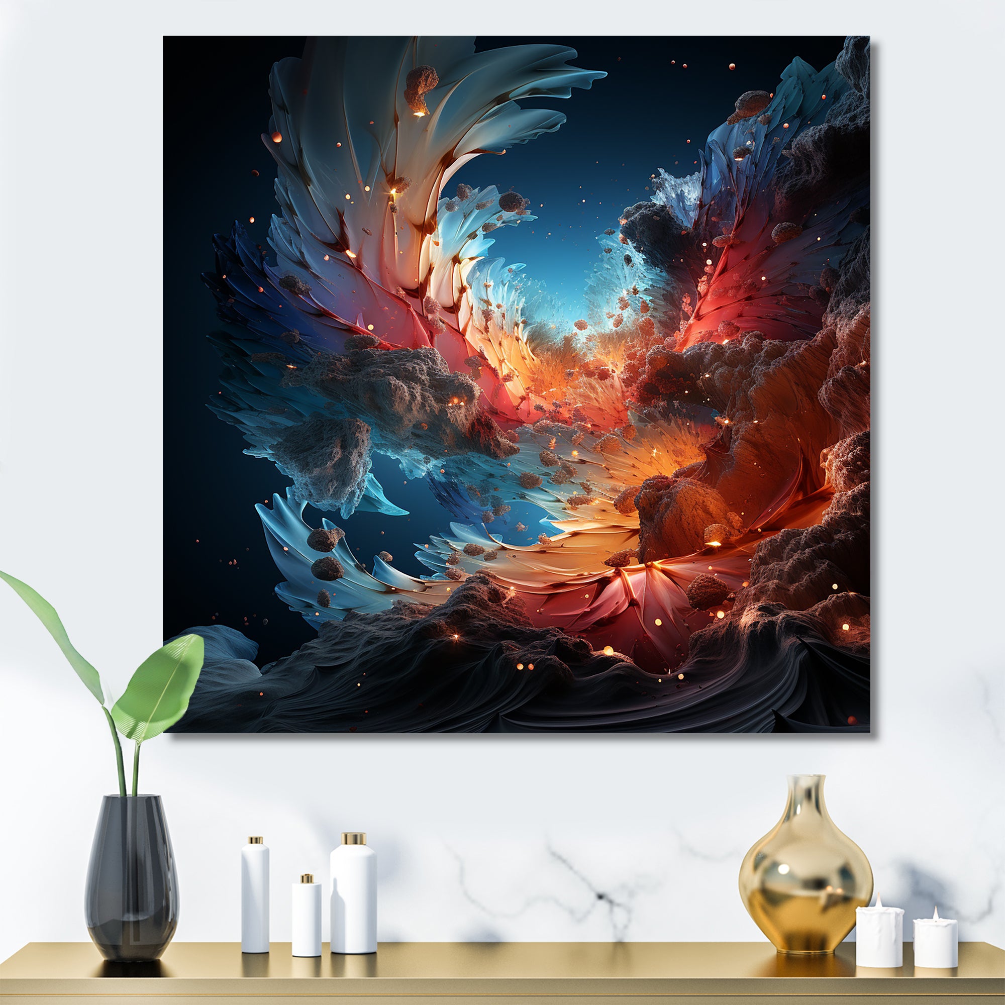 Expressionist Space Shuttle Burst - Rocketship Canvas Wall Art