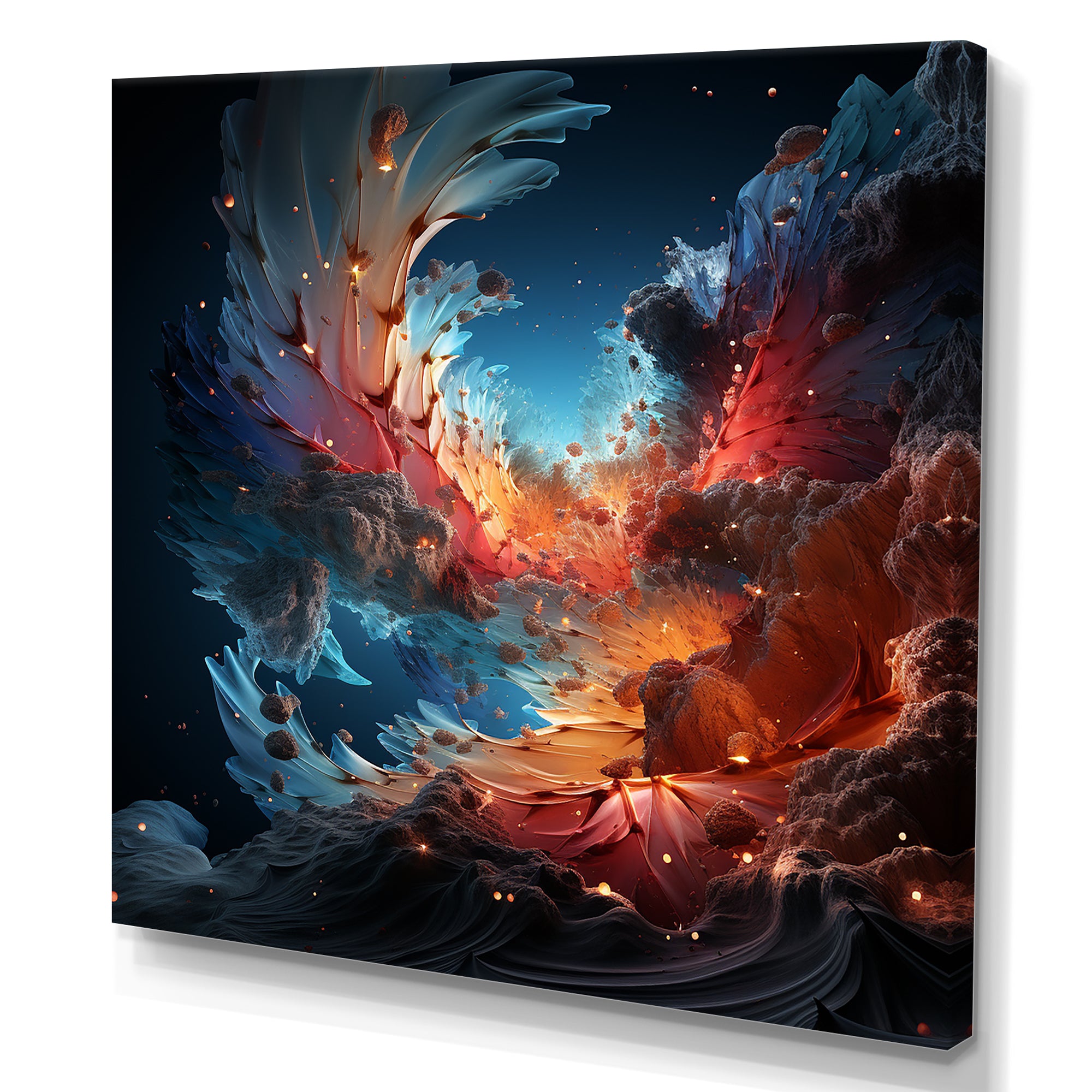 Expressionist Space Shuttle Burst - Rocketship Canvas Wall Art